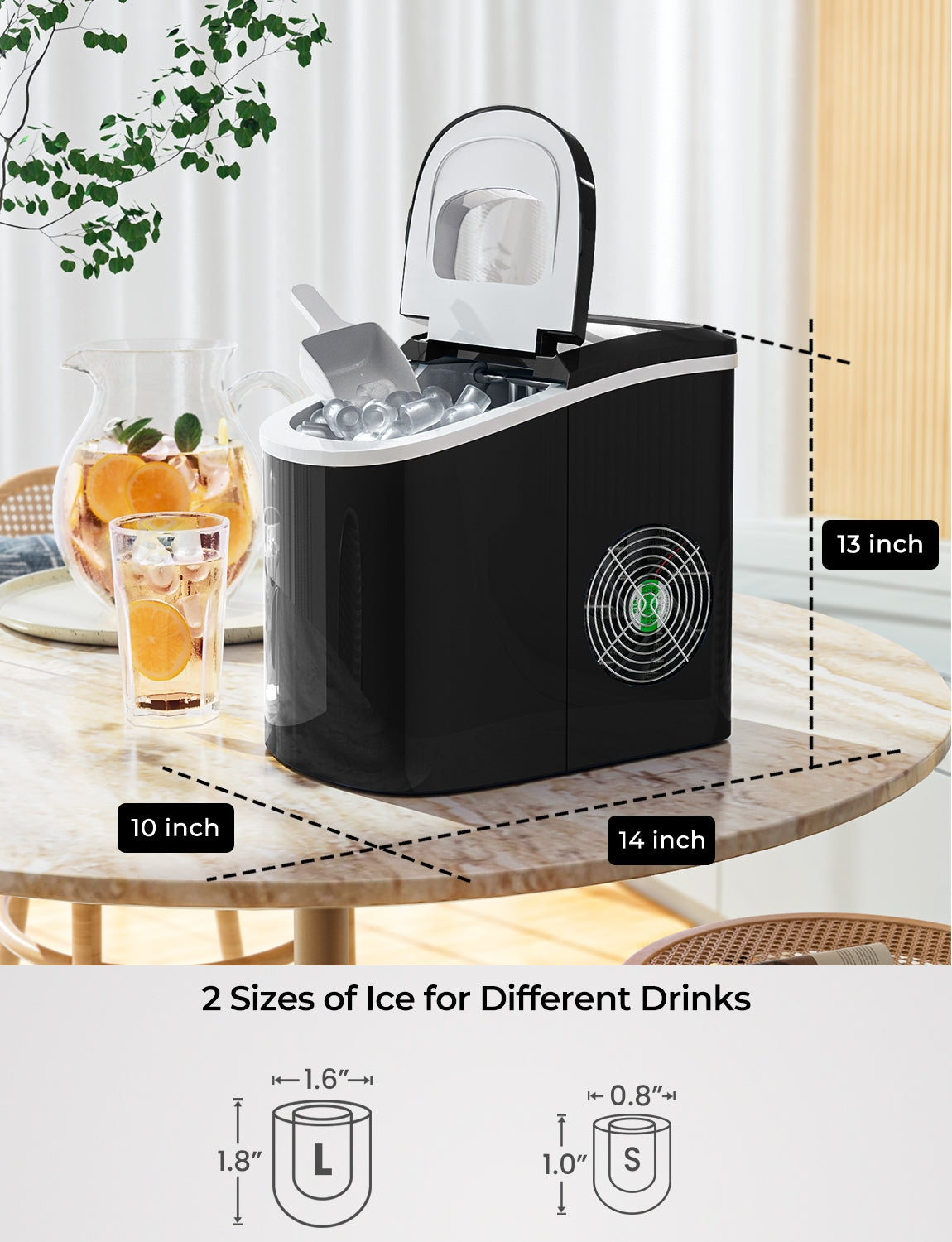 Mini Portable Compact Electric Ice Maker Machine-BlackÂ