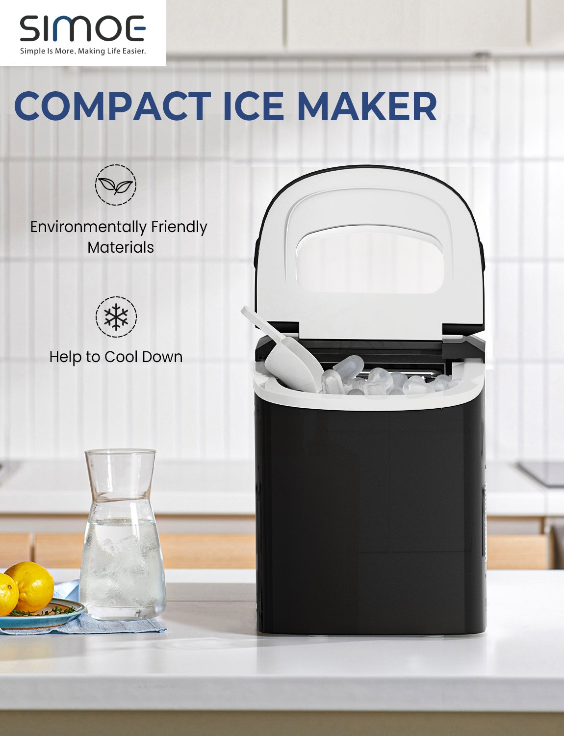 Mini Portable Compact Electric Ice Maker Machine-BlackÂ