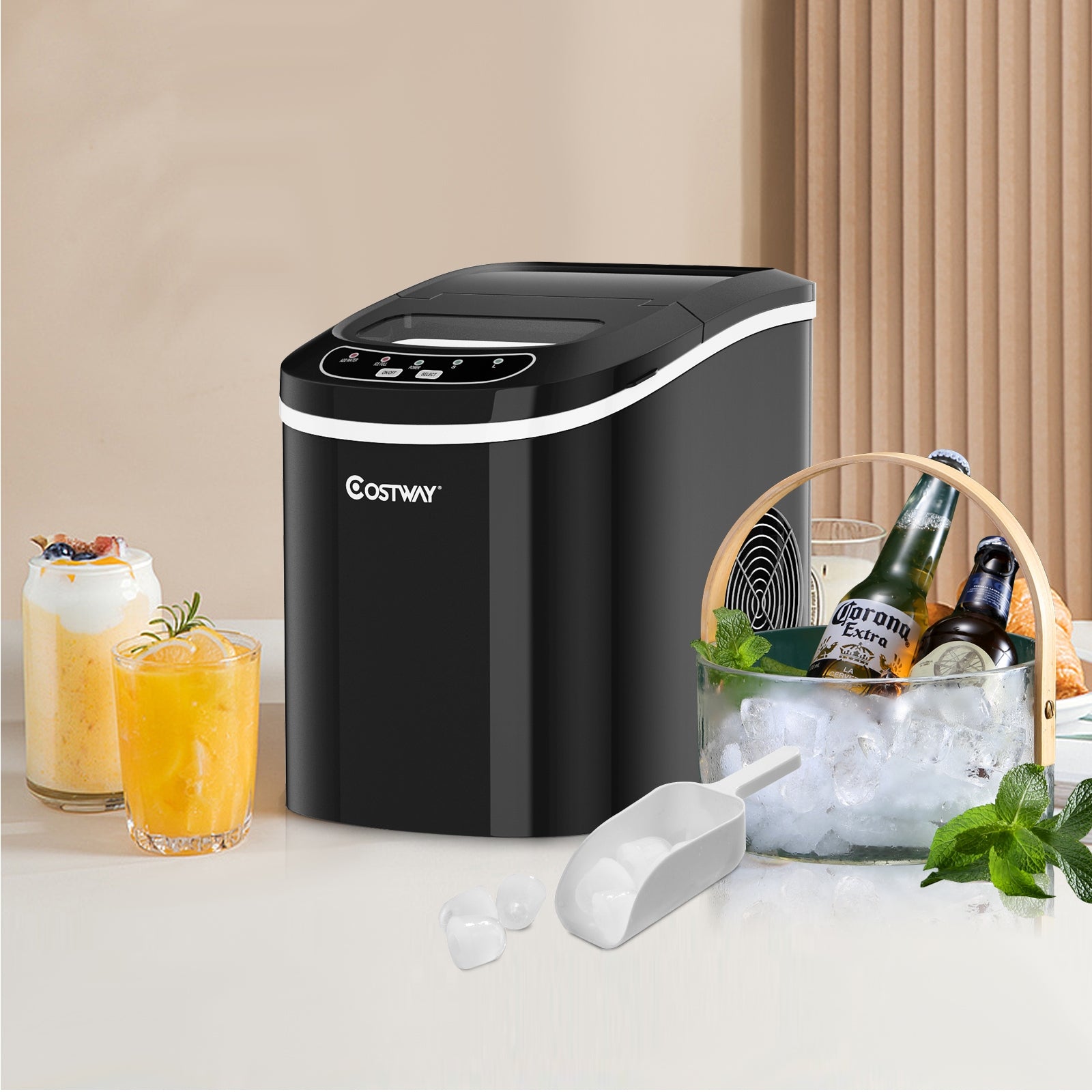 Mini Portable Compact Electric Ice Maker Machine-BlackÂ