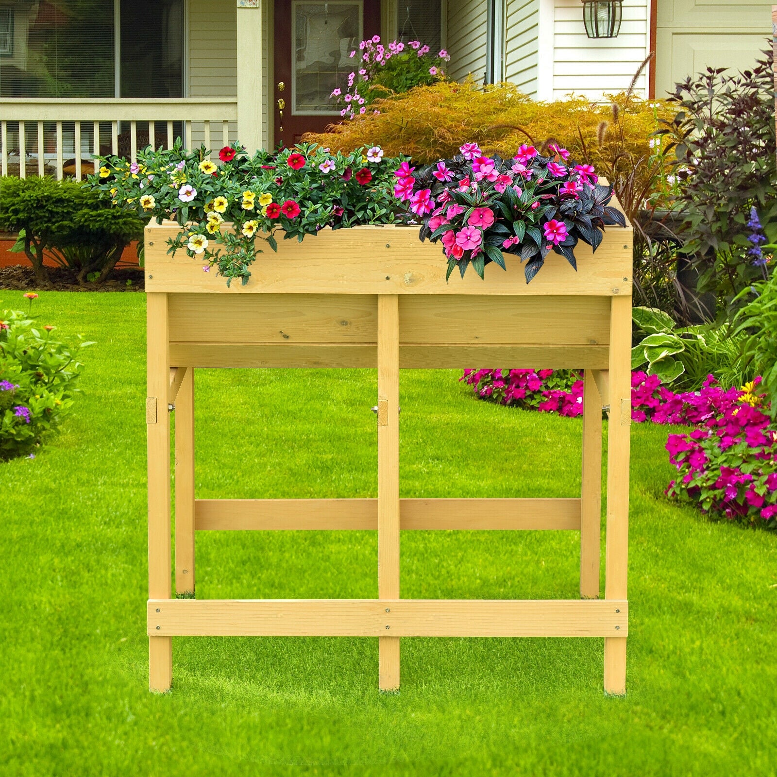Raised Wooden V Planter Elevated Vegetable Flower BedÂ