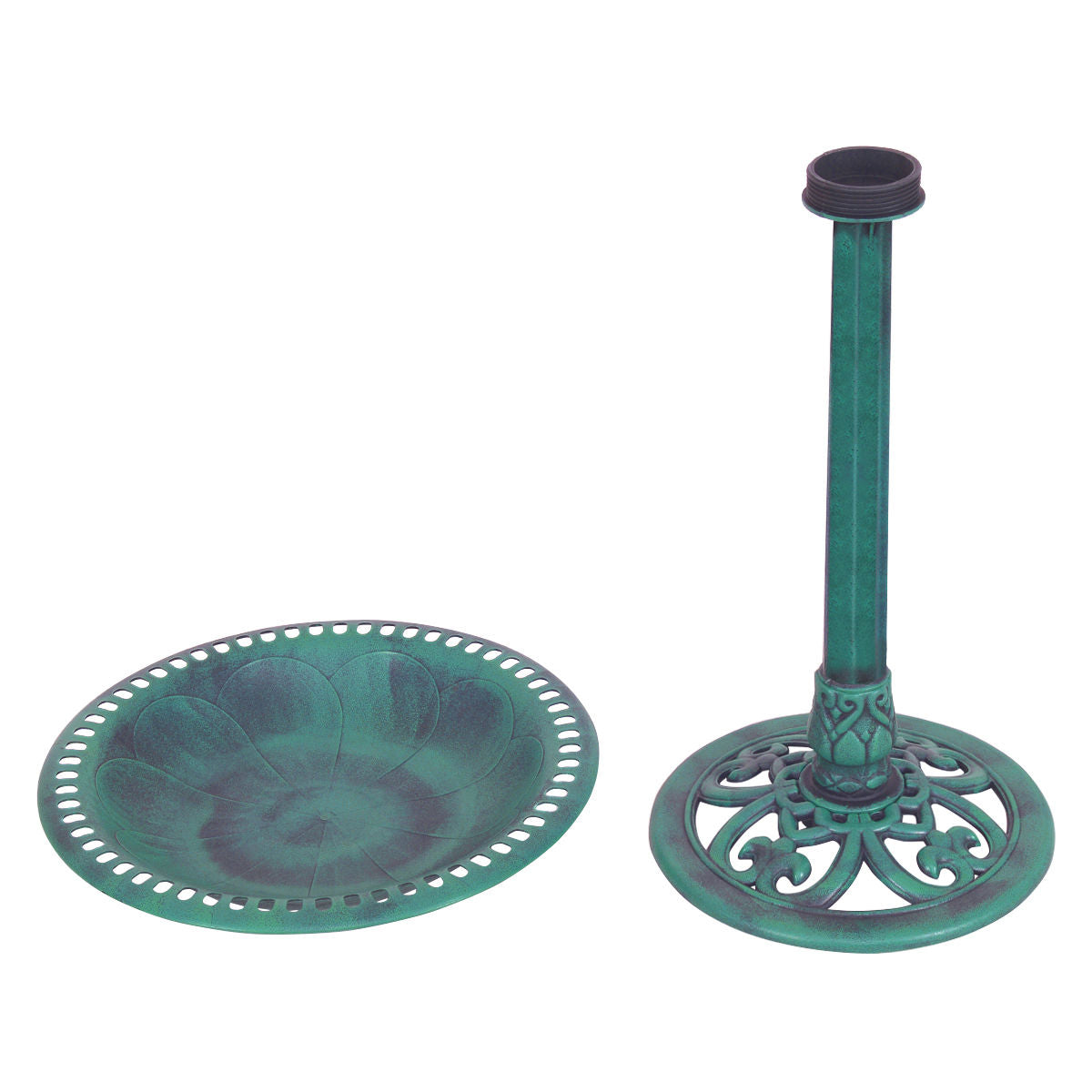 Outdoor Garden Green Pedestal Bird Bath FeederÂ