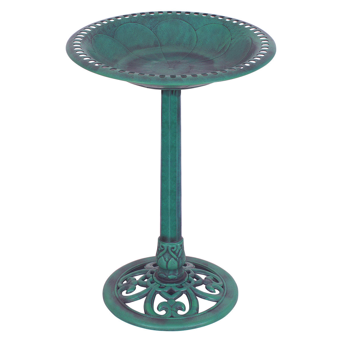 Outdoor Garden Green Pedestal Bird Bath FeederÂ