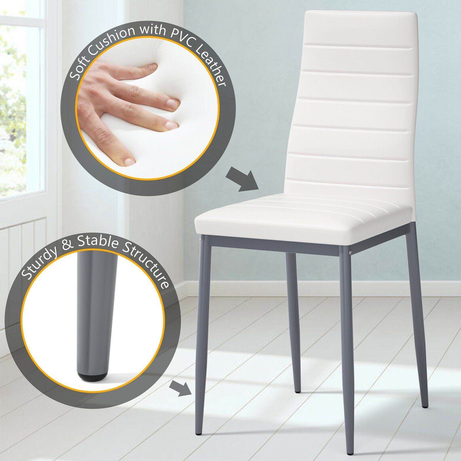 5 Pieces Dining Set with 4 PVC Leather ChairsÂ