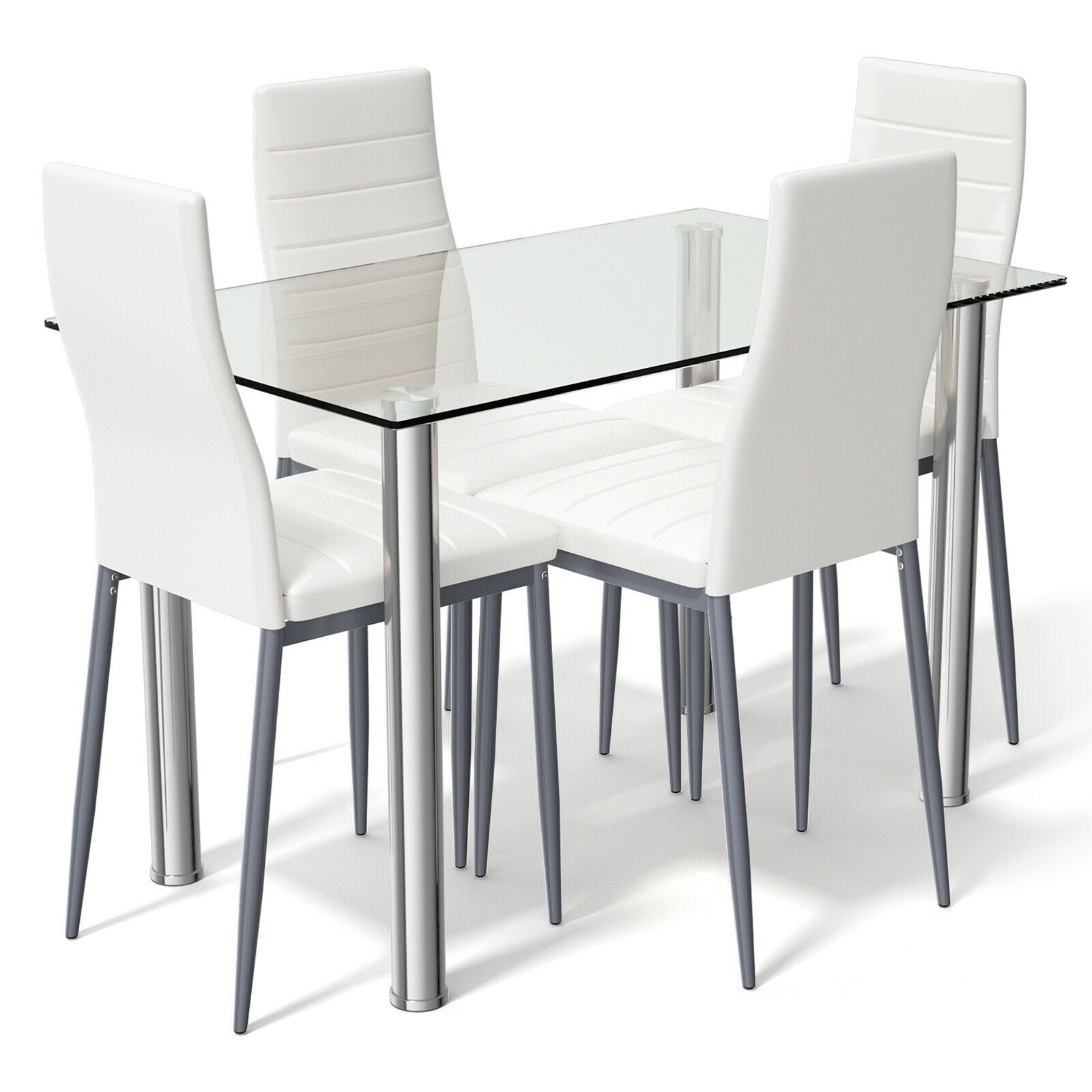 5 Pieces Dining Set with 4 PVC Leather ChairsÂ