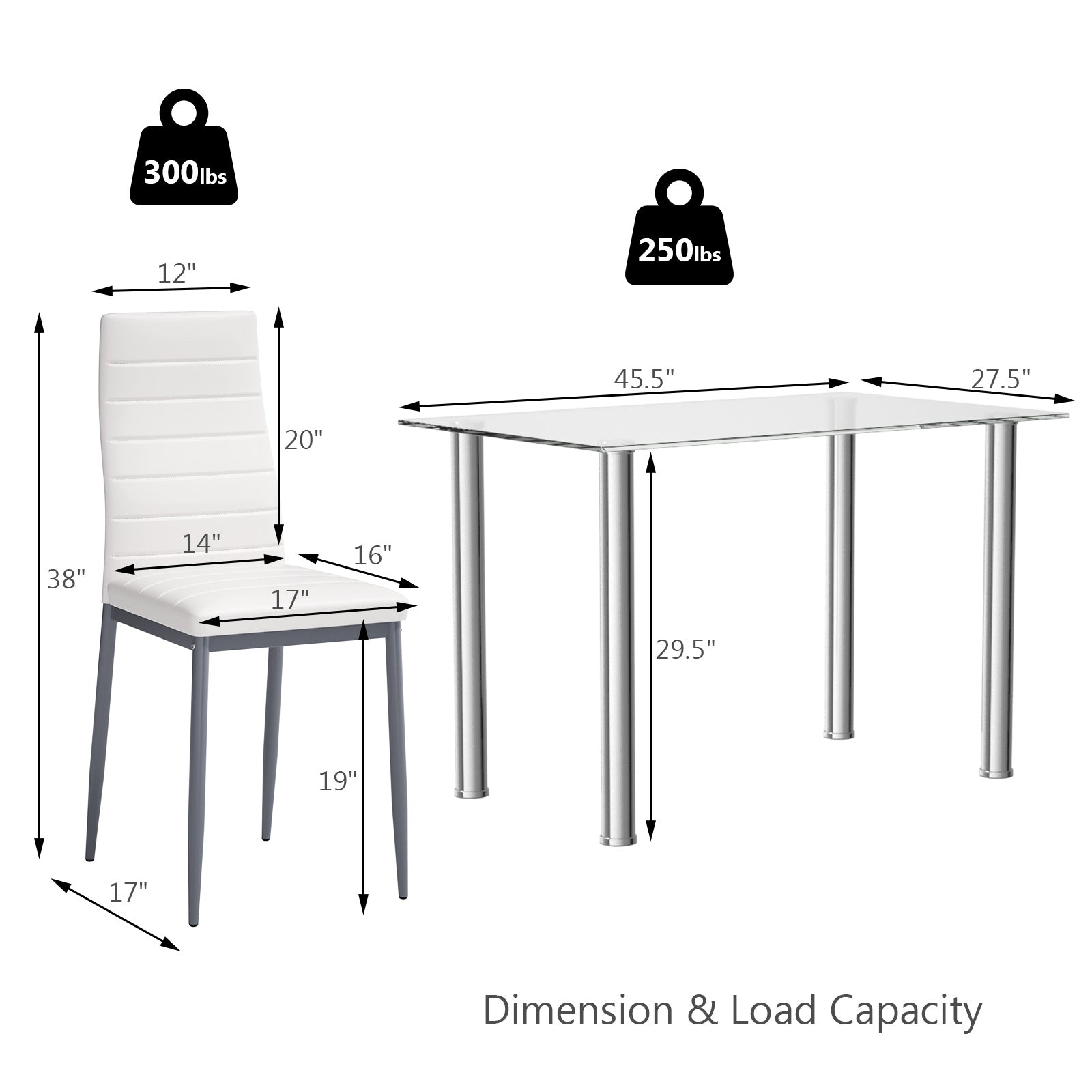 5 Pieces Dining Set with 4 PVC Leather ChairsÂ
