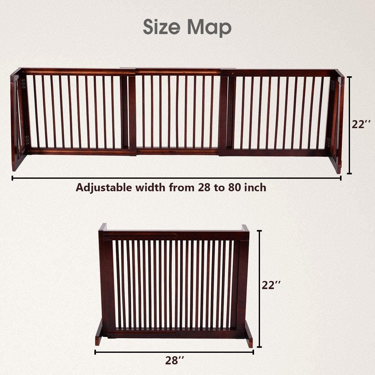 Folding Adjustable Free Standing 3 Panel Wood FenceÂ