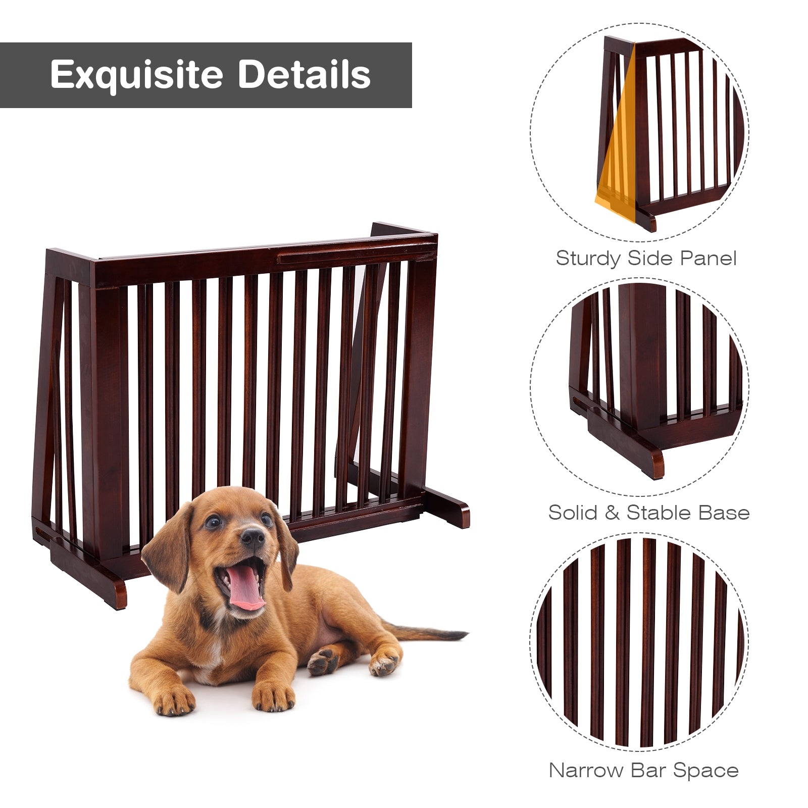 Folding Adjustable Free Standing 3 Panel Wood FenceÂ