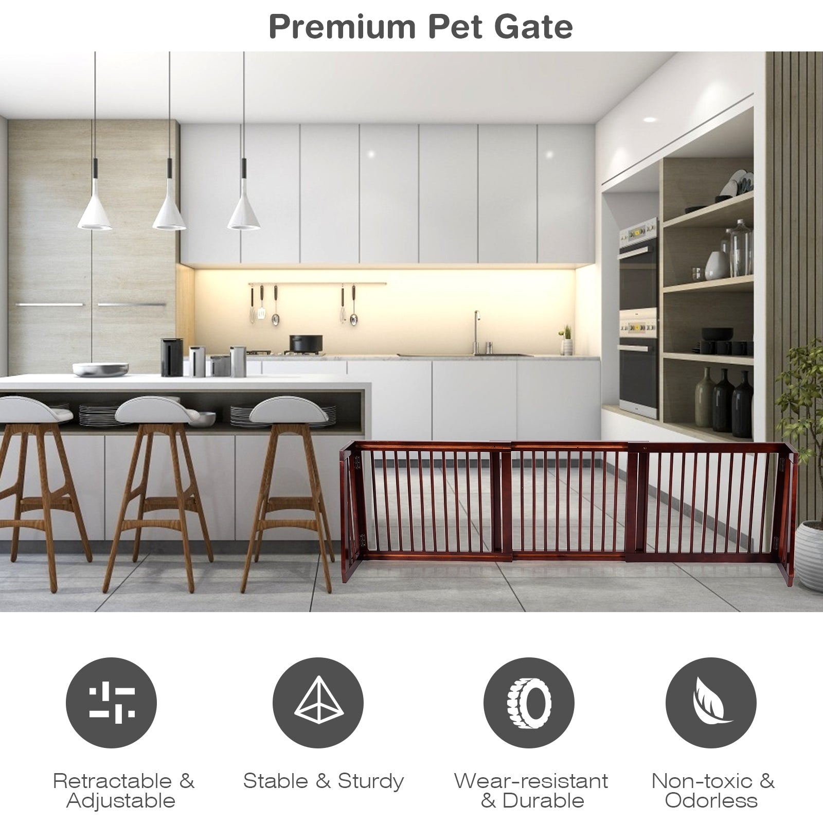 Folding Adjustable Free Standing 3 Panel Wood FenceÂ