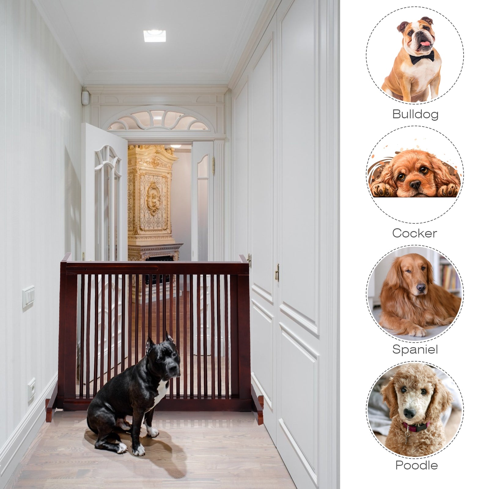 Folding Adjustable Free Standing 3 Panel Wood FenceÂ