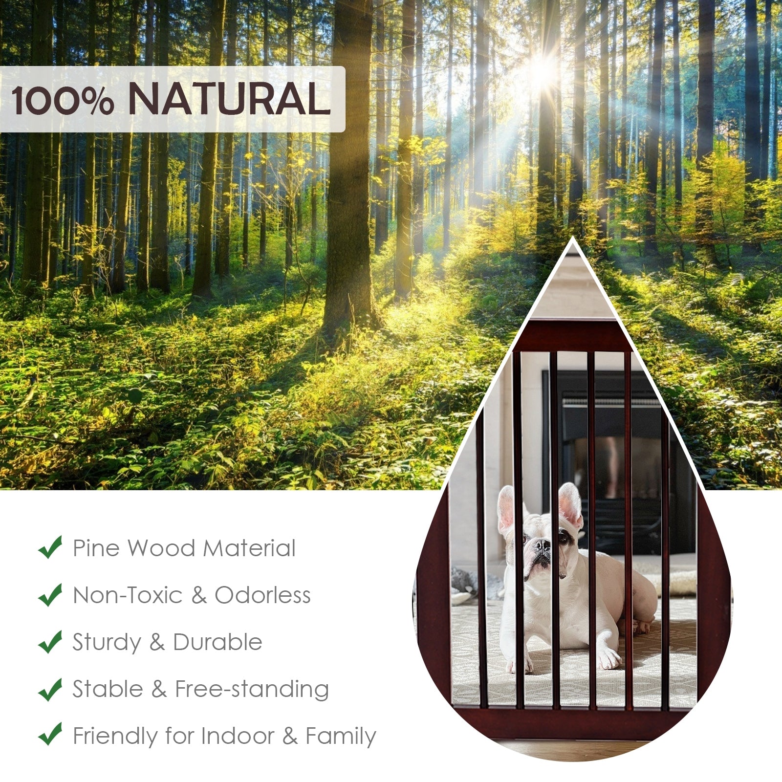 30 Inch Configurable Folding 4 Panel Wood FenceÂ