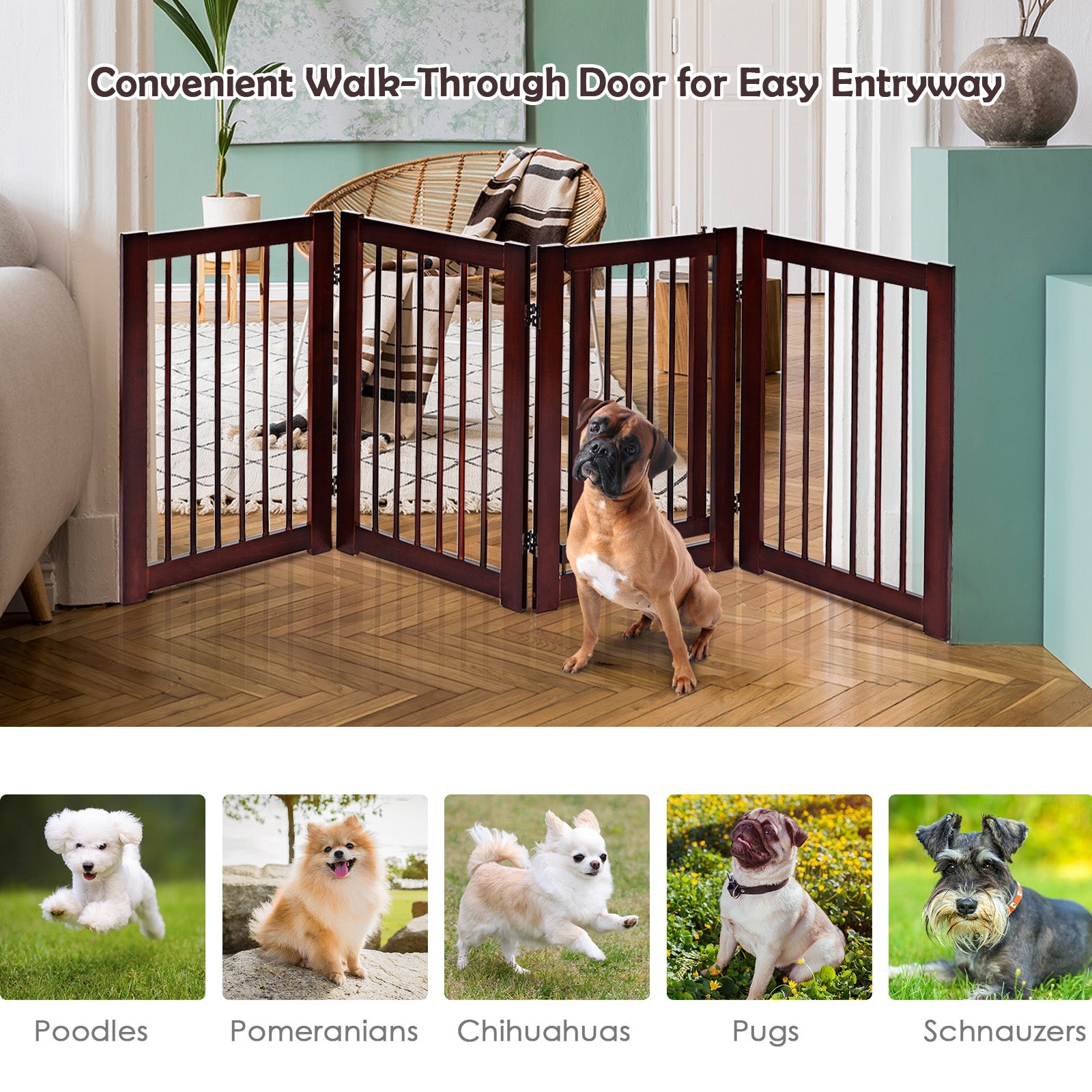 30 Inch Configurable Folding 4 Panel Wood FenceÂ