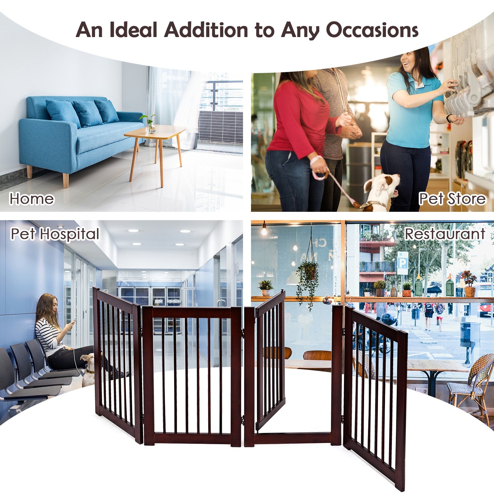 30 Inch Configurable Folding 4 Panel Wood FenceÂ