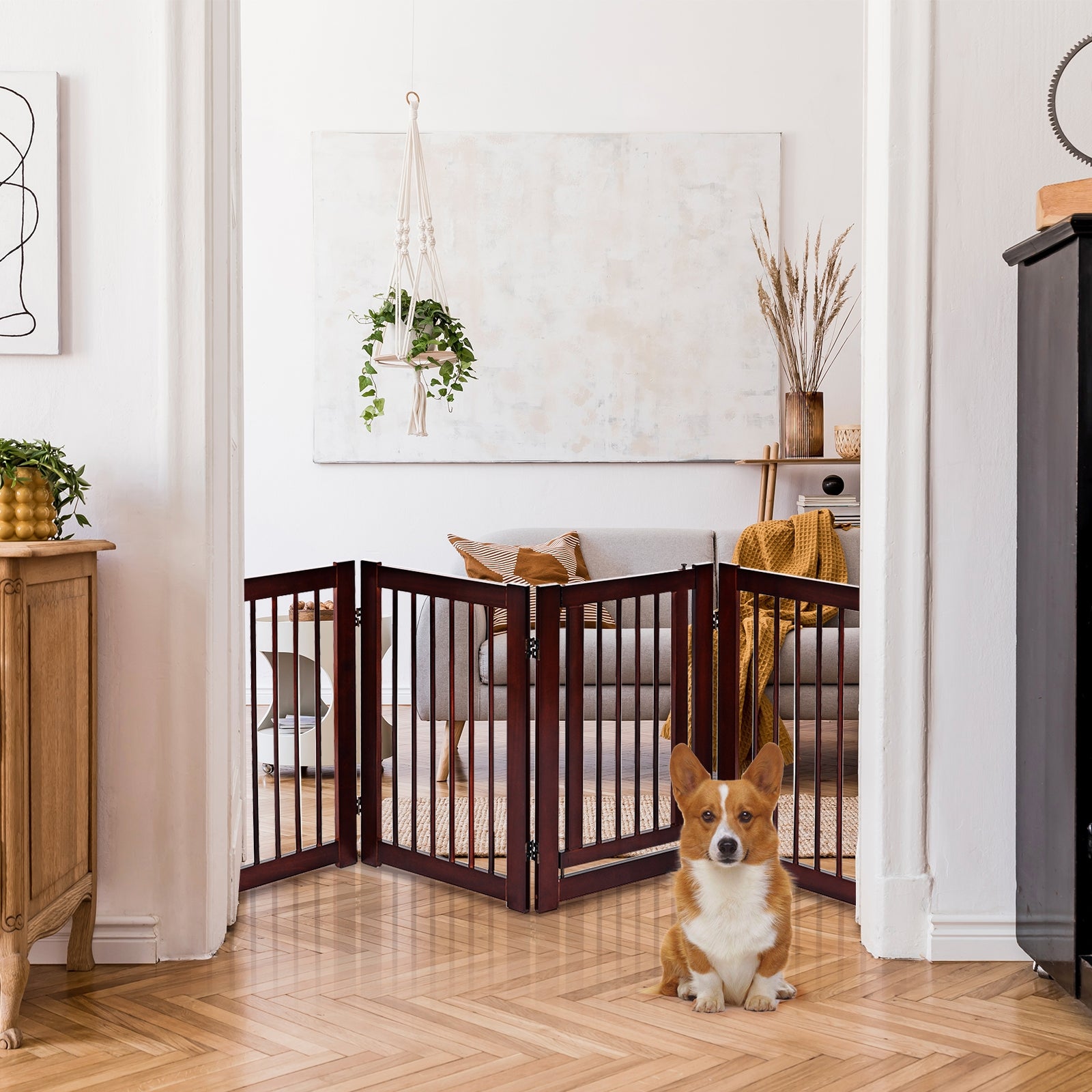 30 Inch Configurable Folding 4 Panel Wood FenceÂ