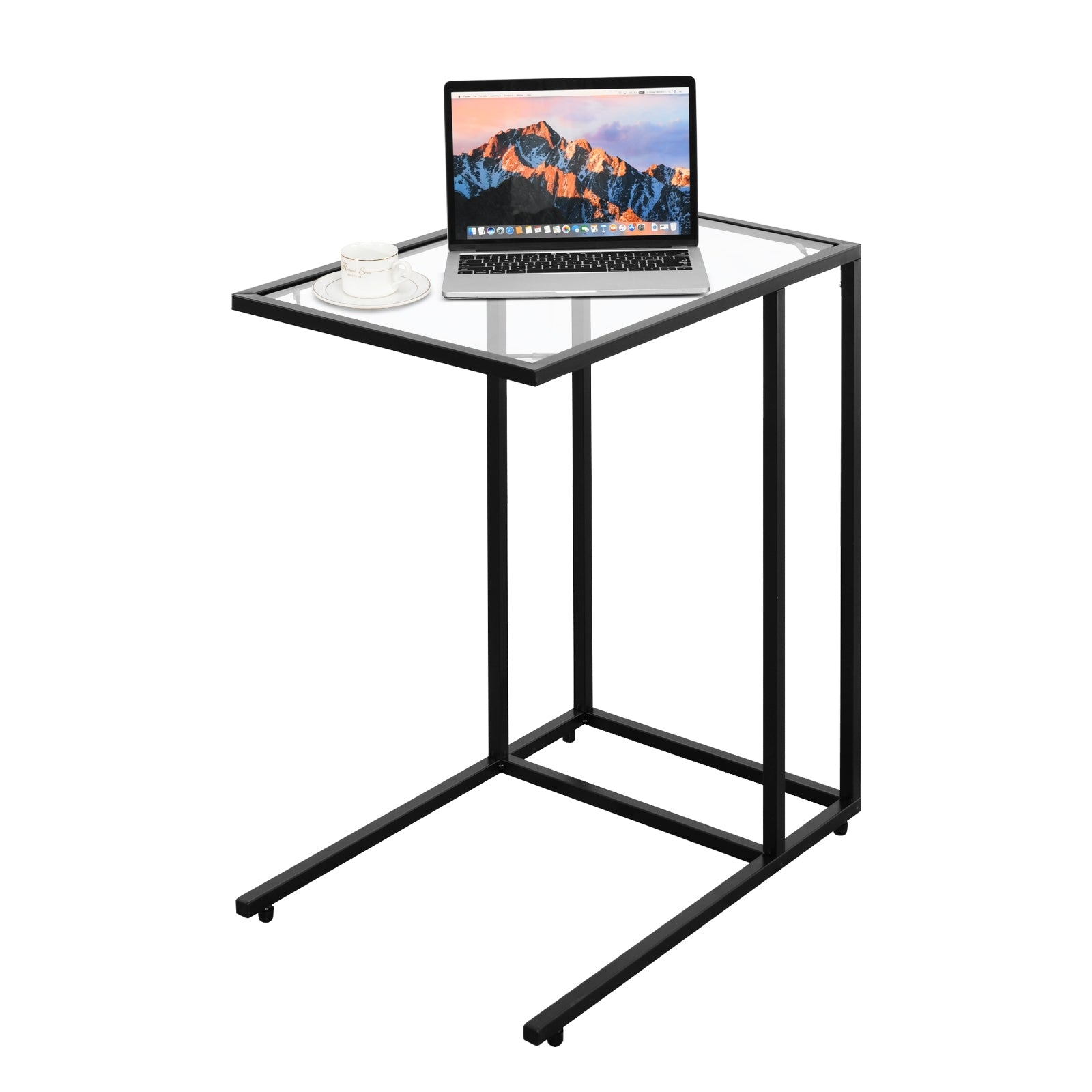 Sofa End Table Coffee Side Table with Glass TopÂ