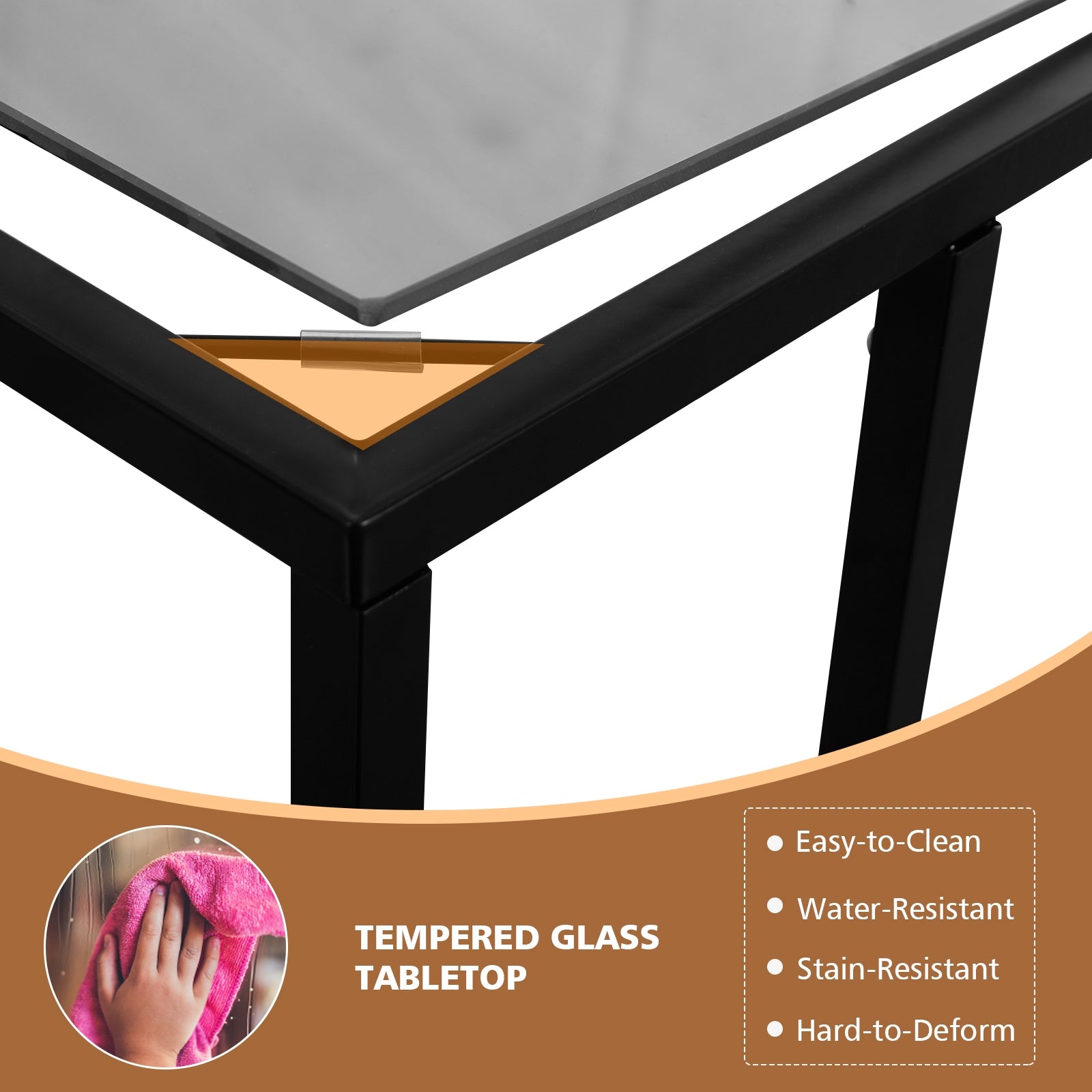 Sofa End Table Coffee Side Table with Glass TopÂ