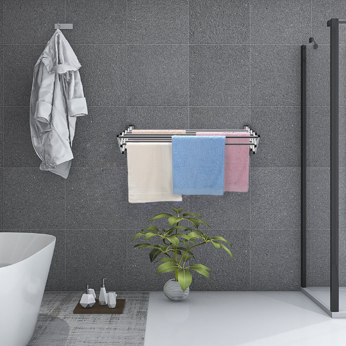 Stainless Wall Mounted Expandable Clothes Drying Towel RackÂ