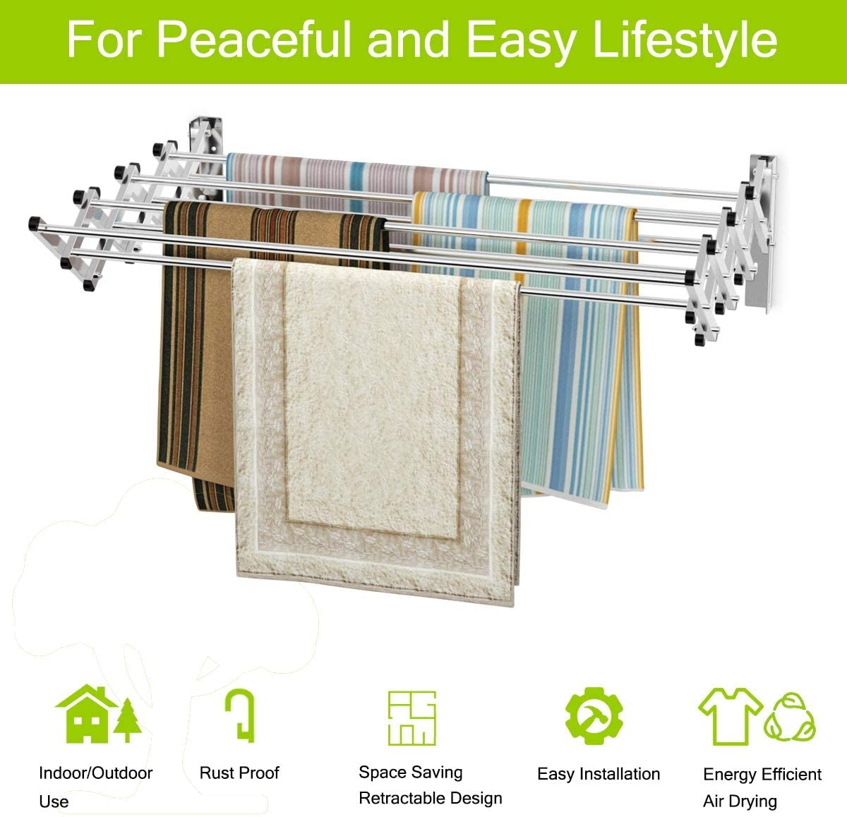 Stainless Wall Mounted Expandable Clothes Drying Towel RackÂ