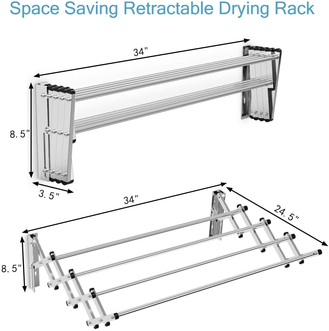 Stainless Wall Mounted Expandable Clothes Drying Towel RackÂ