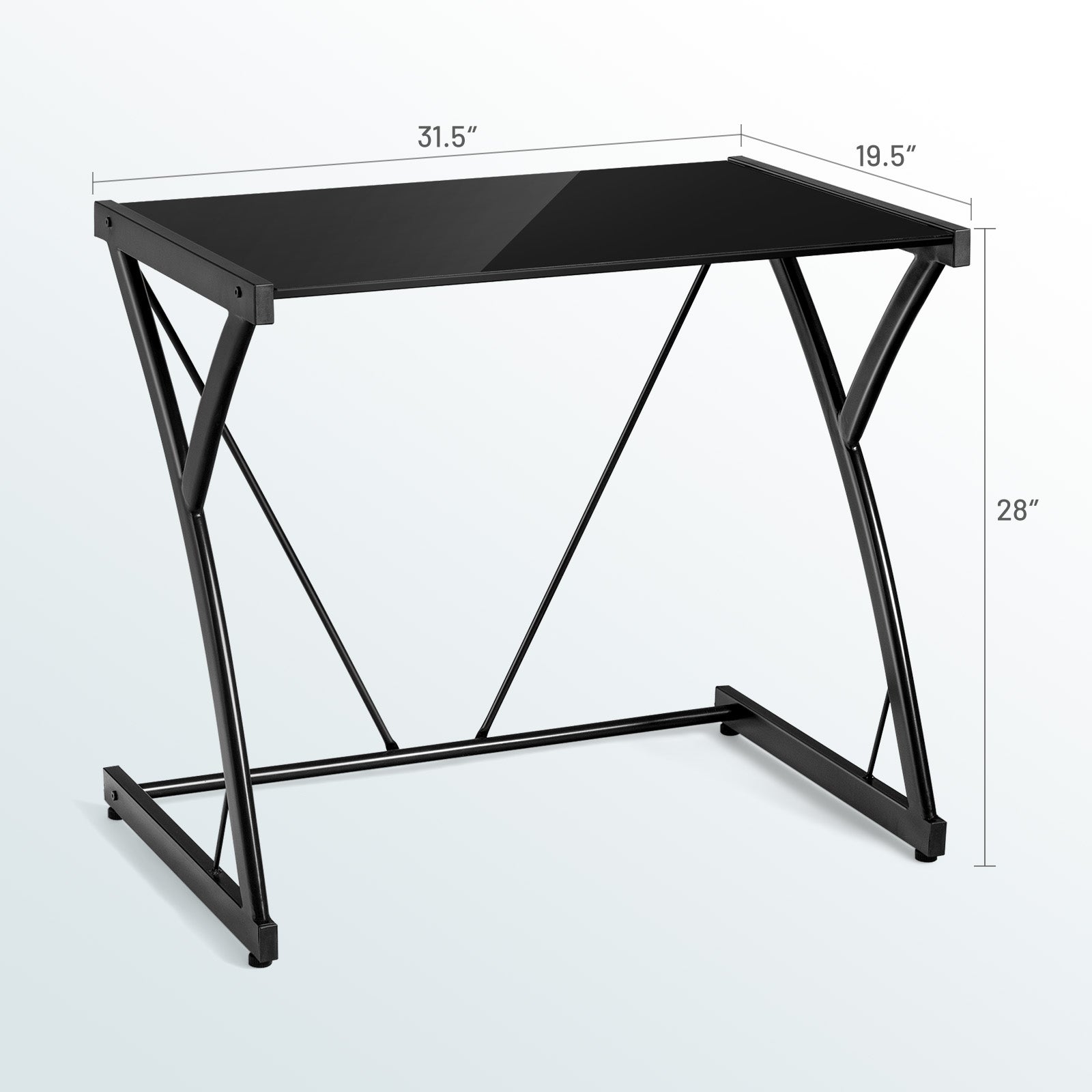 Glass Top Computer Desk Writing Study WorkstationÂ