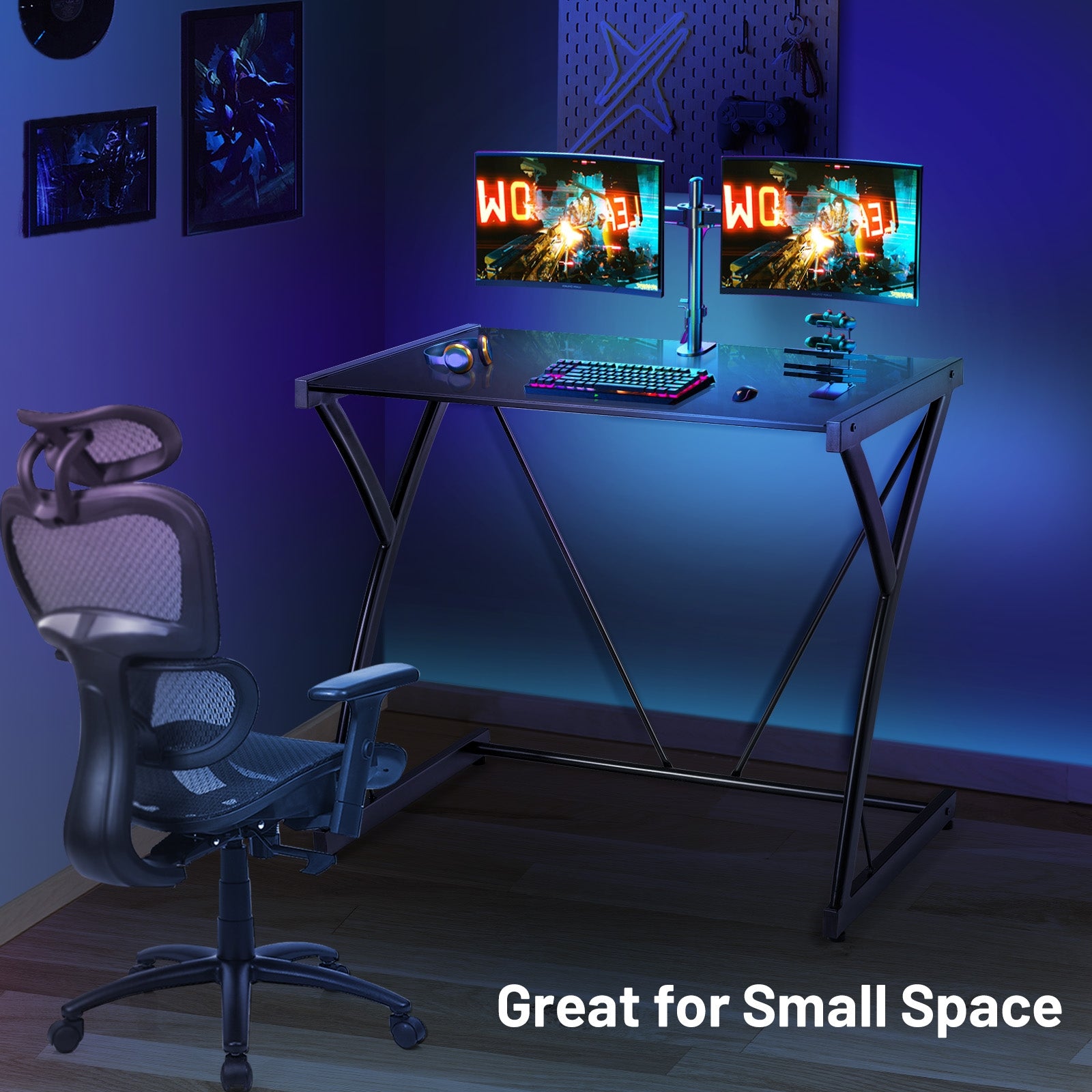 Glass Top Computer Desk Writing Study WorkstationÂ