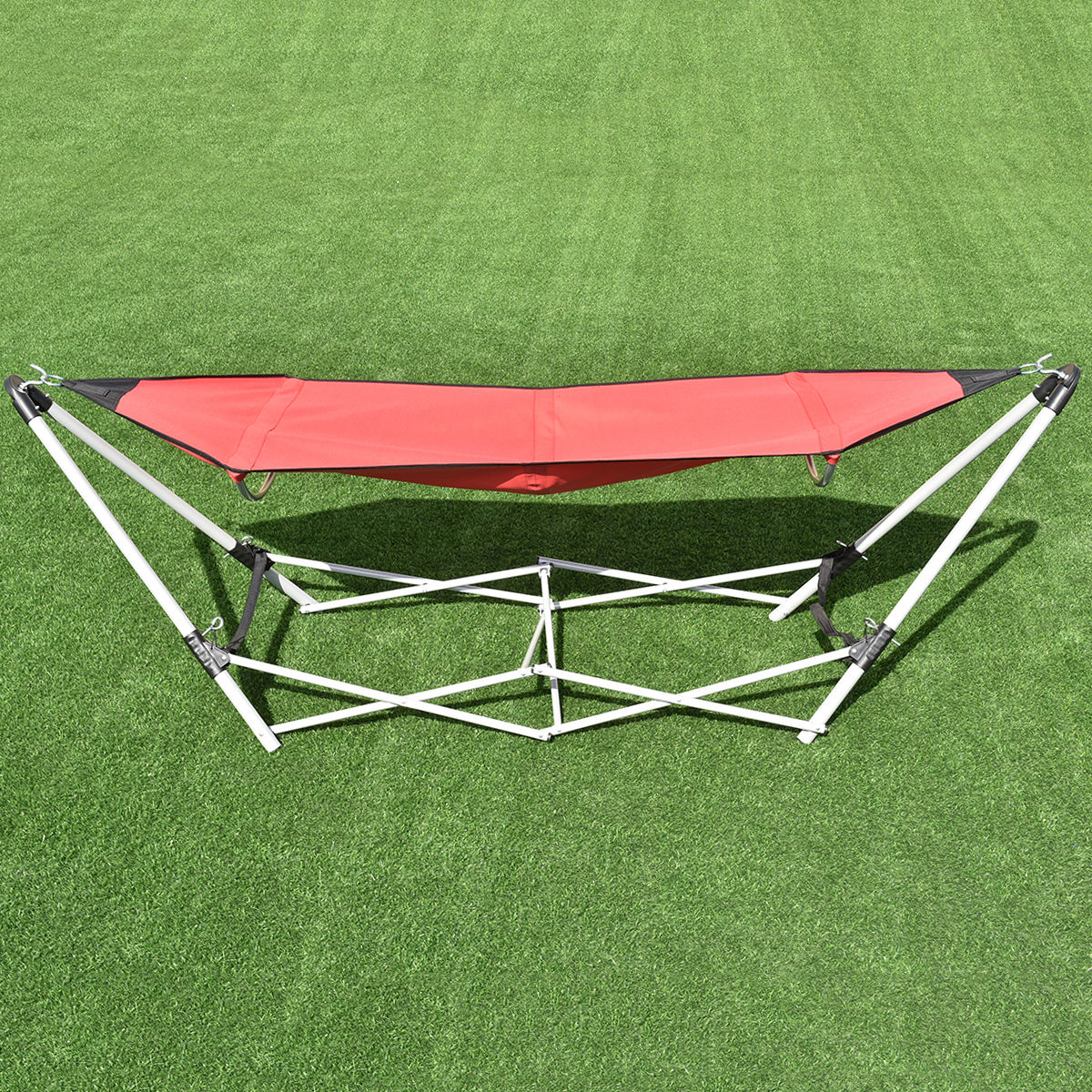 Portable Folding Steel Frame Hammock with Bag-RedÂ