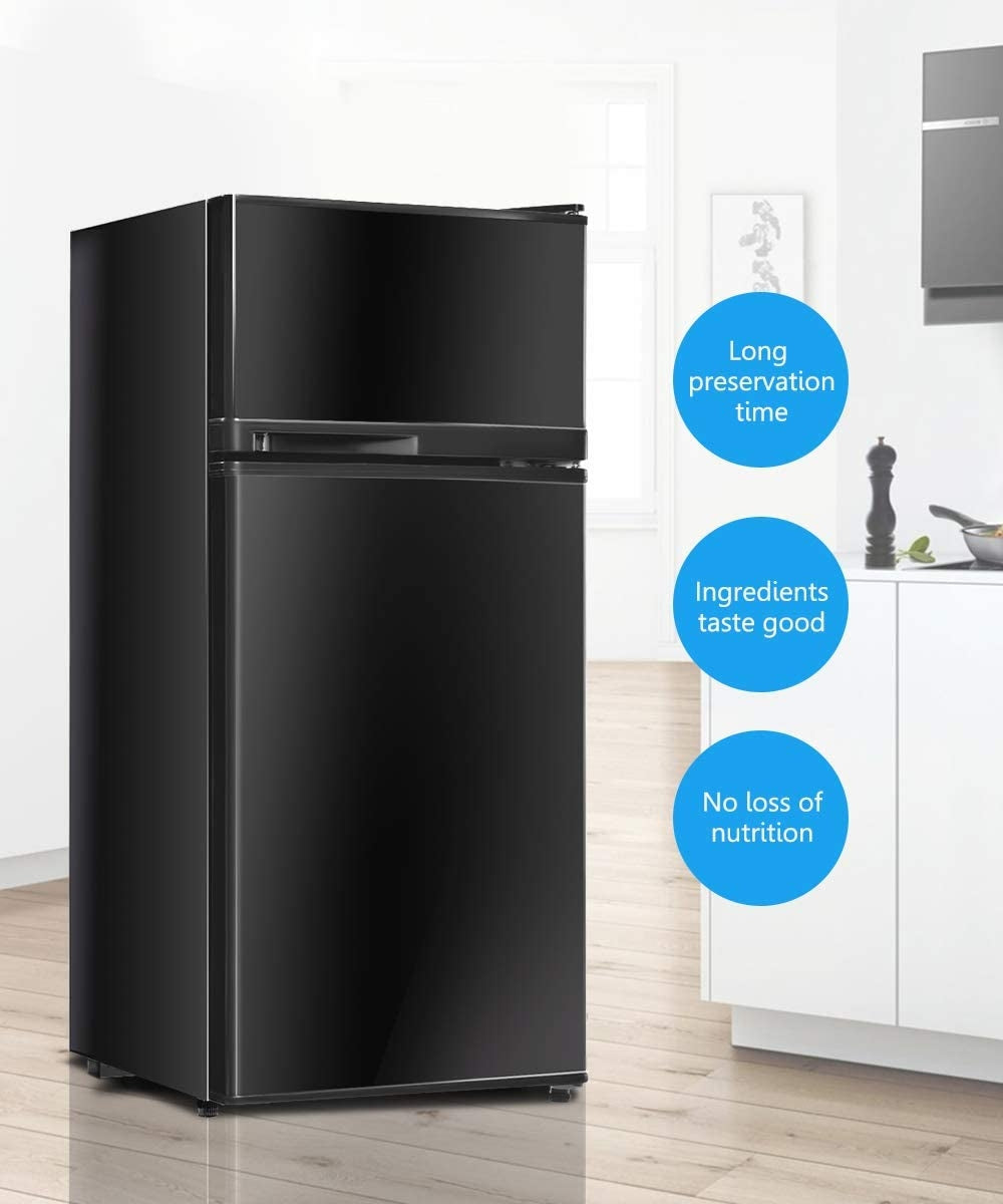 2 Doors Cold-rolled Sheet Compact Refrigerator-BlackÂ