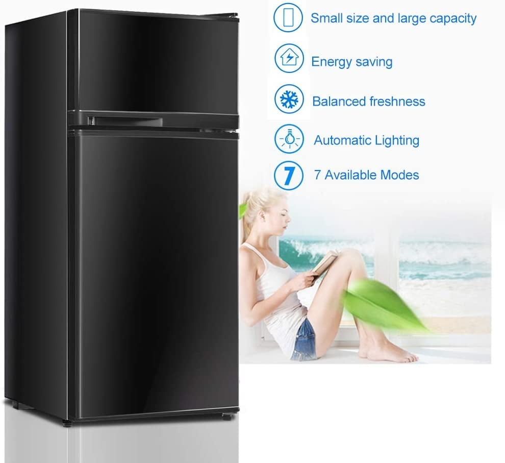 2 Doors Cold-rolled Sheet Compact Refrigerator-BlackÂ