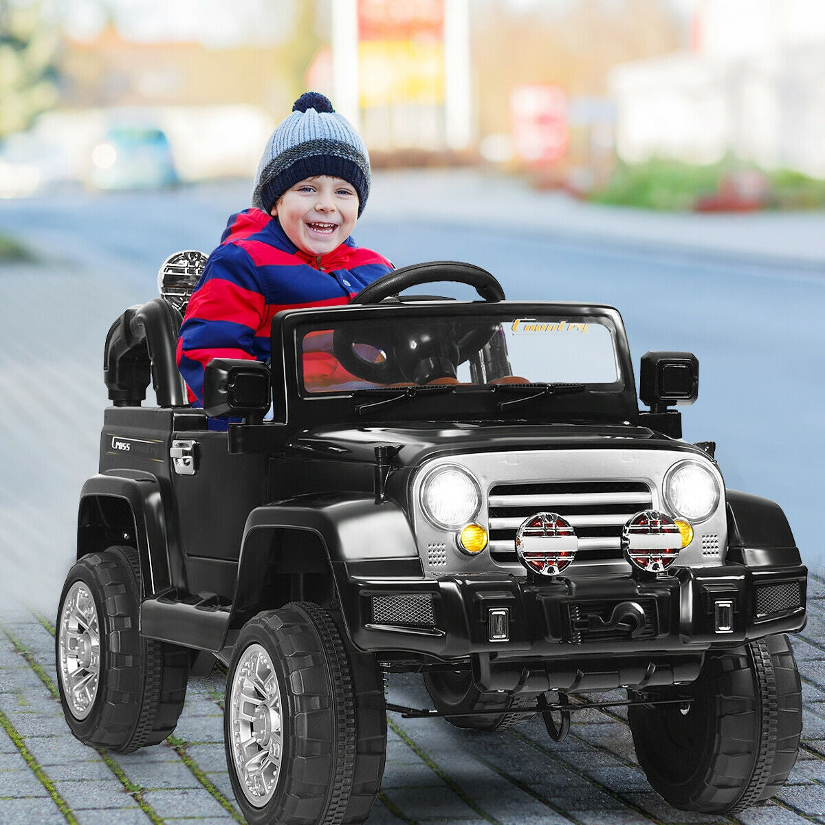 12 V Kids Ride on Truck with MP3 + LED Lights-BlackÂ