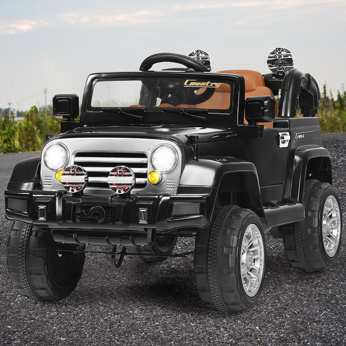 12 V Kids Ride on Truck with MP3 + LED Lights-BlackÂ
