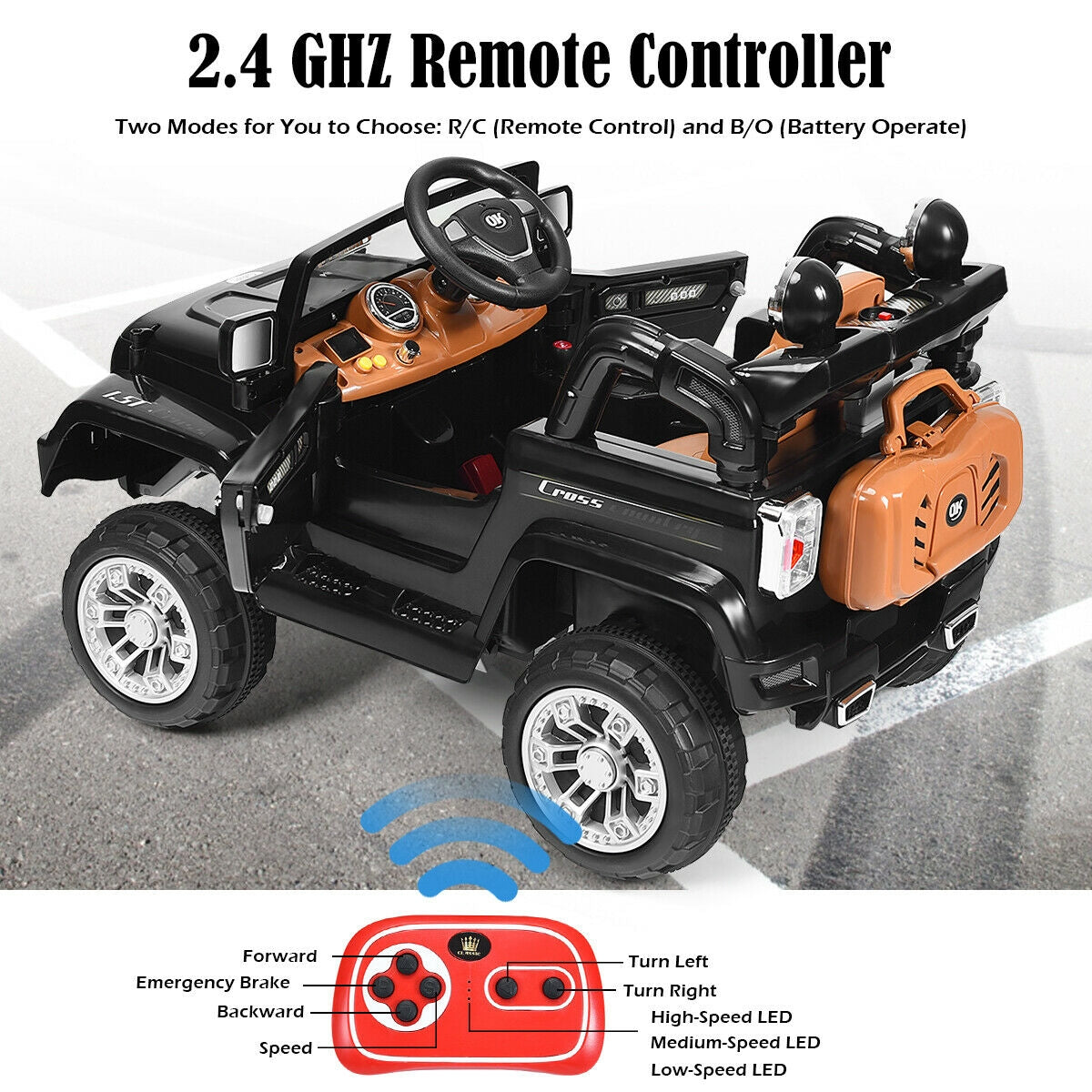 12 V Kids Ride on Truck with MP3 + LED Lights-BlackÂ