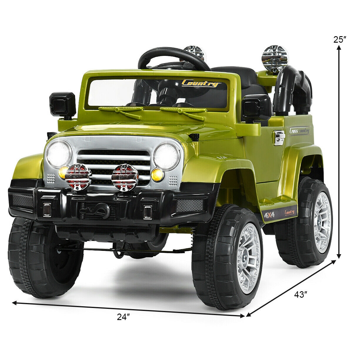 12 V Kids Ride on Truck with MP3 + LED Lights-GreenÂ