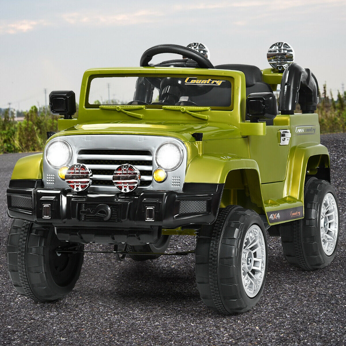 12 V Kids Ride on Truck with MP3 + LED Lights-GreenÂ