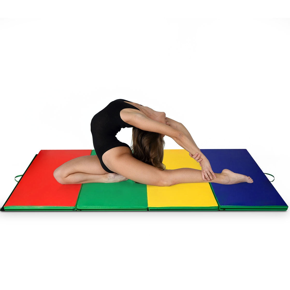 4 Feet x 10 Feet Thick Folding Panel Gymnastics Mat-Deep MulticolorÂ