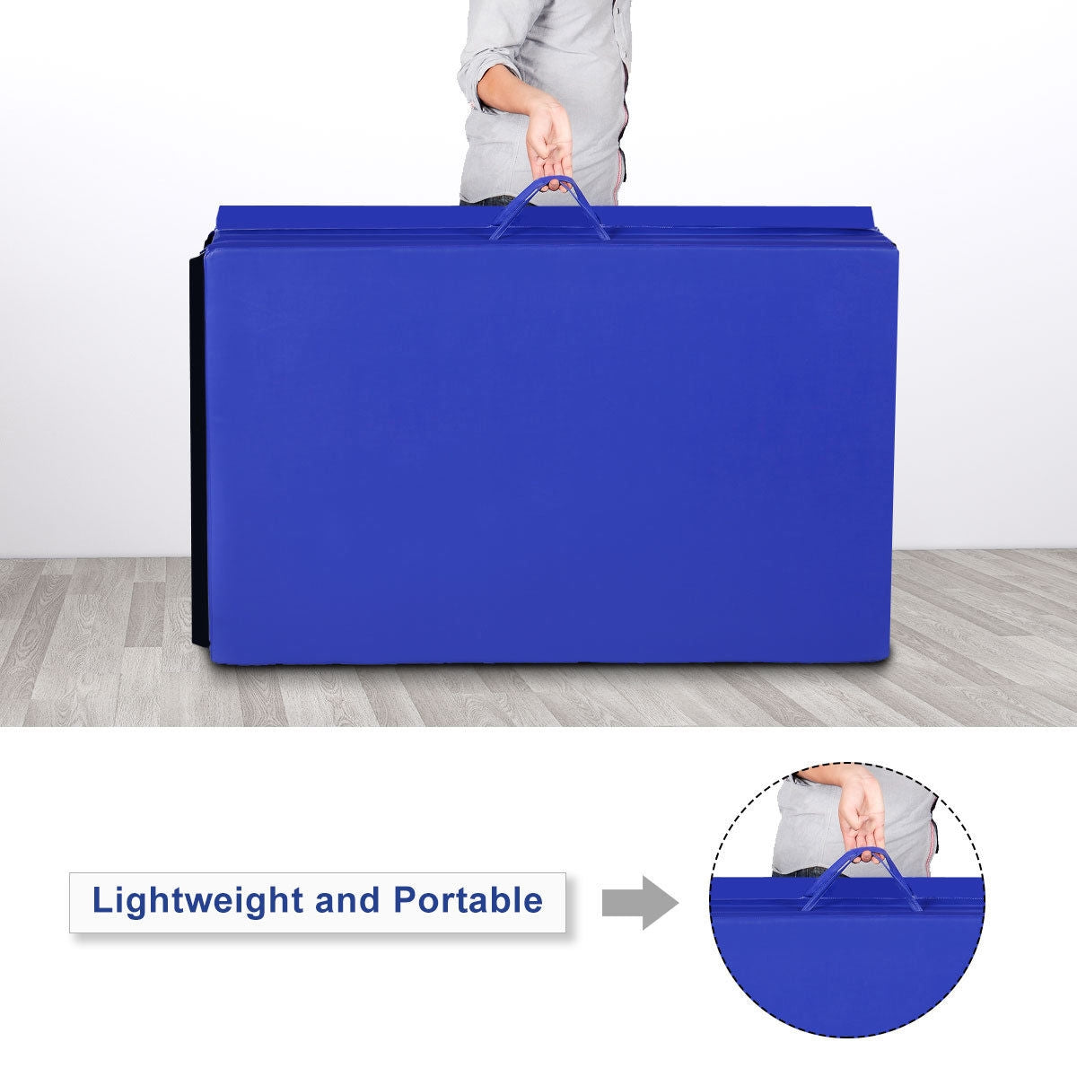 4 Feet x 10 Feet Thick Folding Panel Gymnastics Mat-BlueÂ