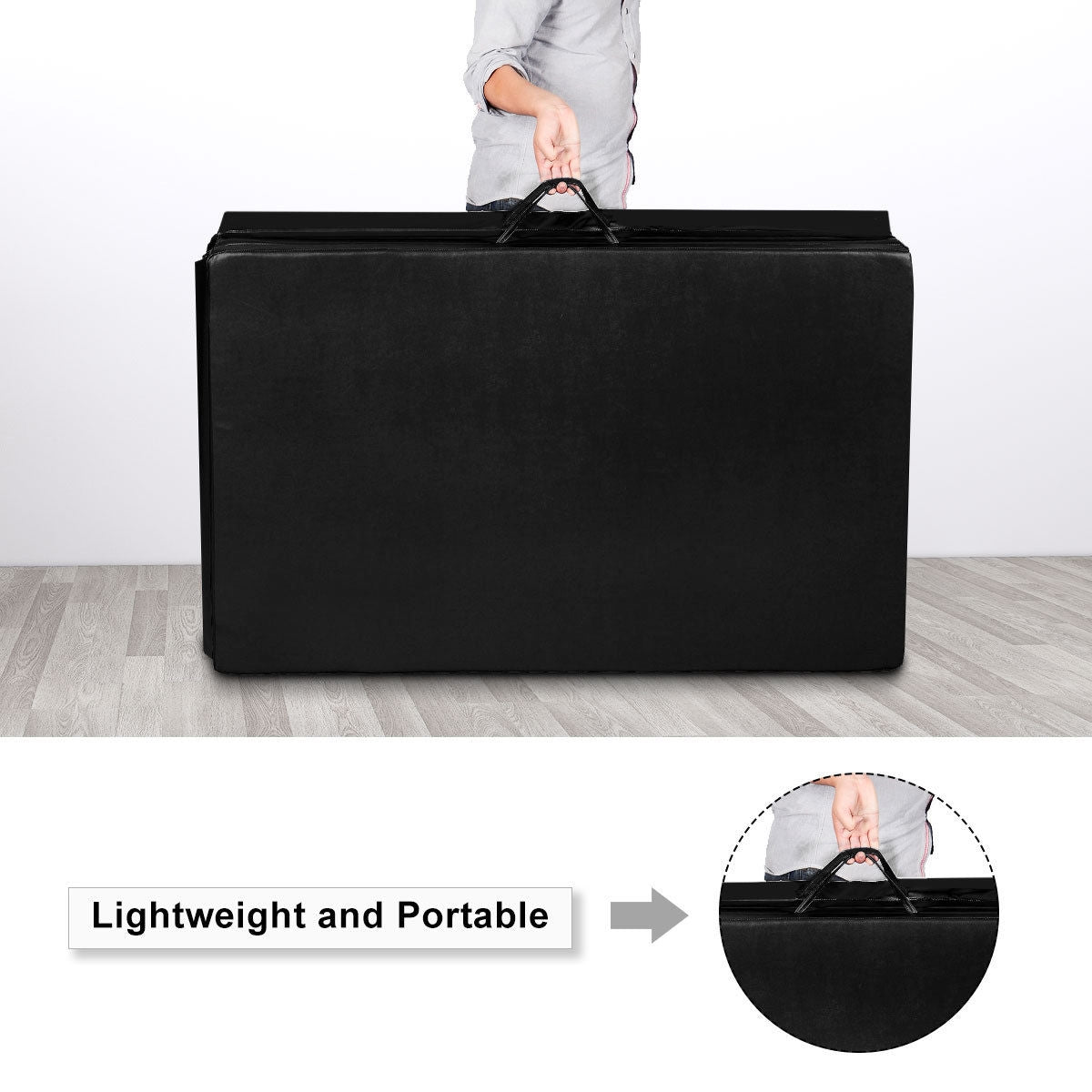 4 Feet x 10 Feet Thick Folding Panel Gymnastics Mat-BlackÂ