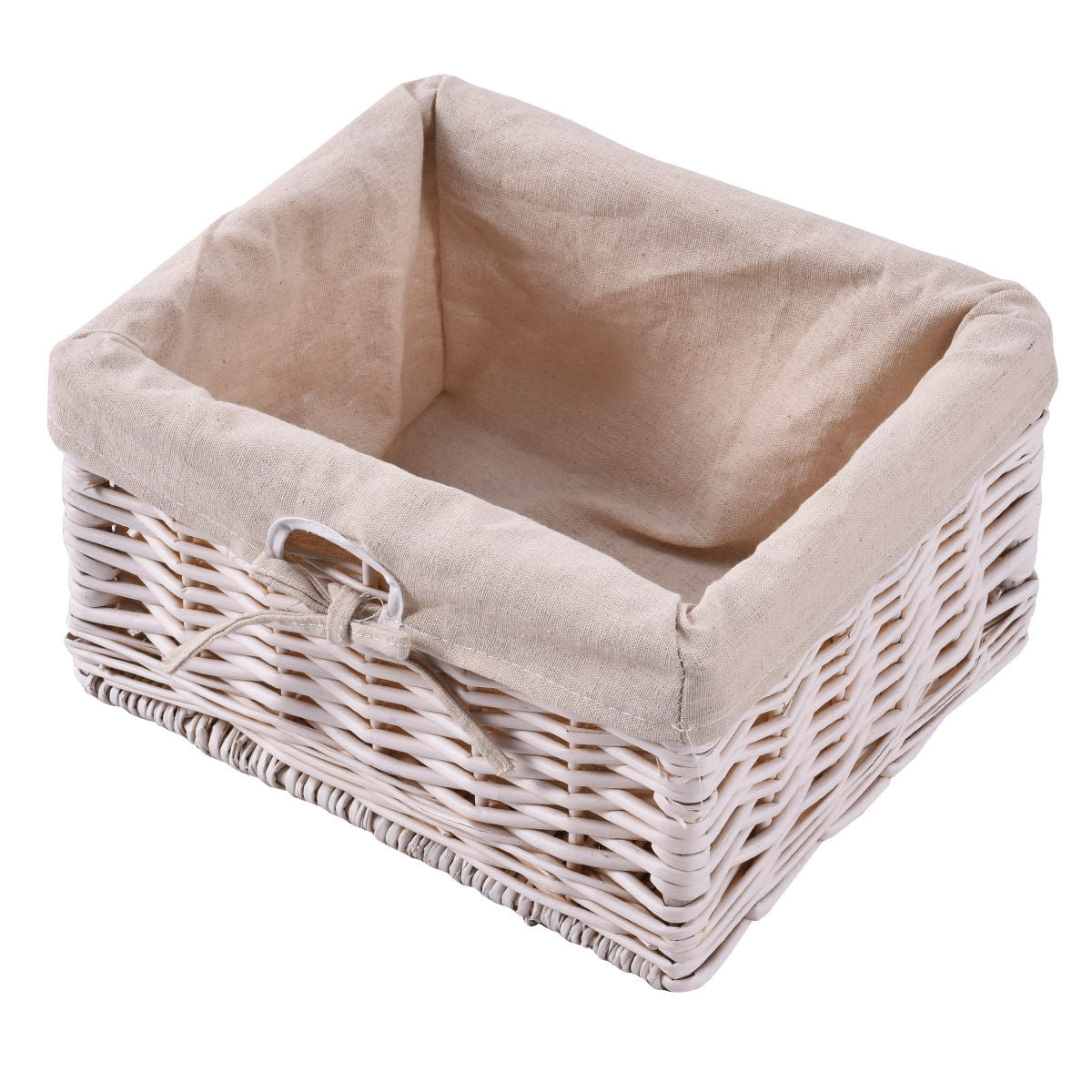 3 Tiers Wooden Storage Nightstand with 2 Baskets and 1 Drawer-whiteÂ