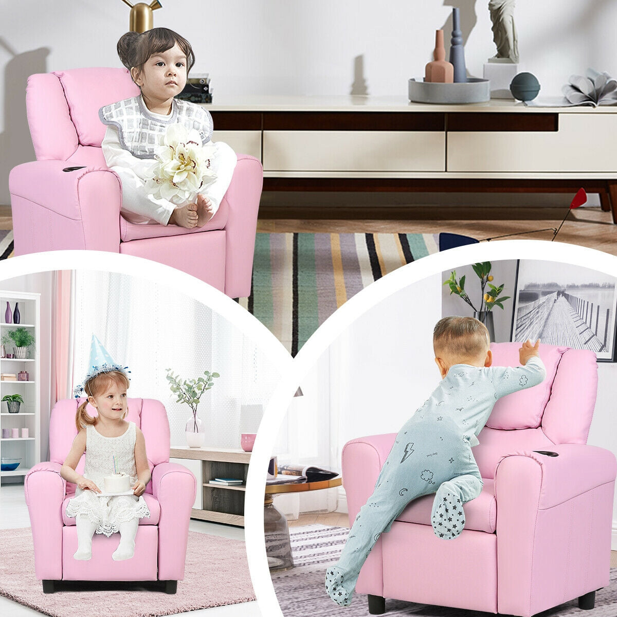 Kids Recliner Armchair Sofa-PinkÂ