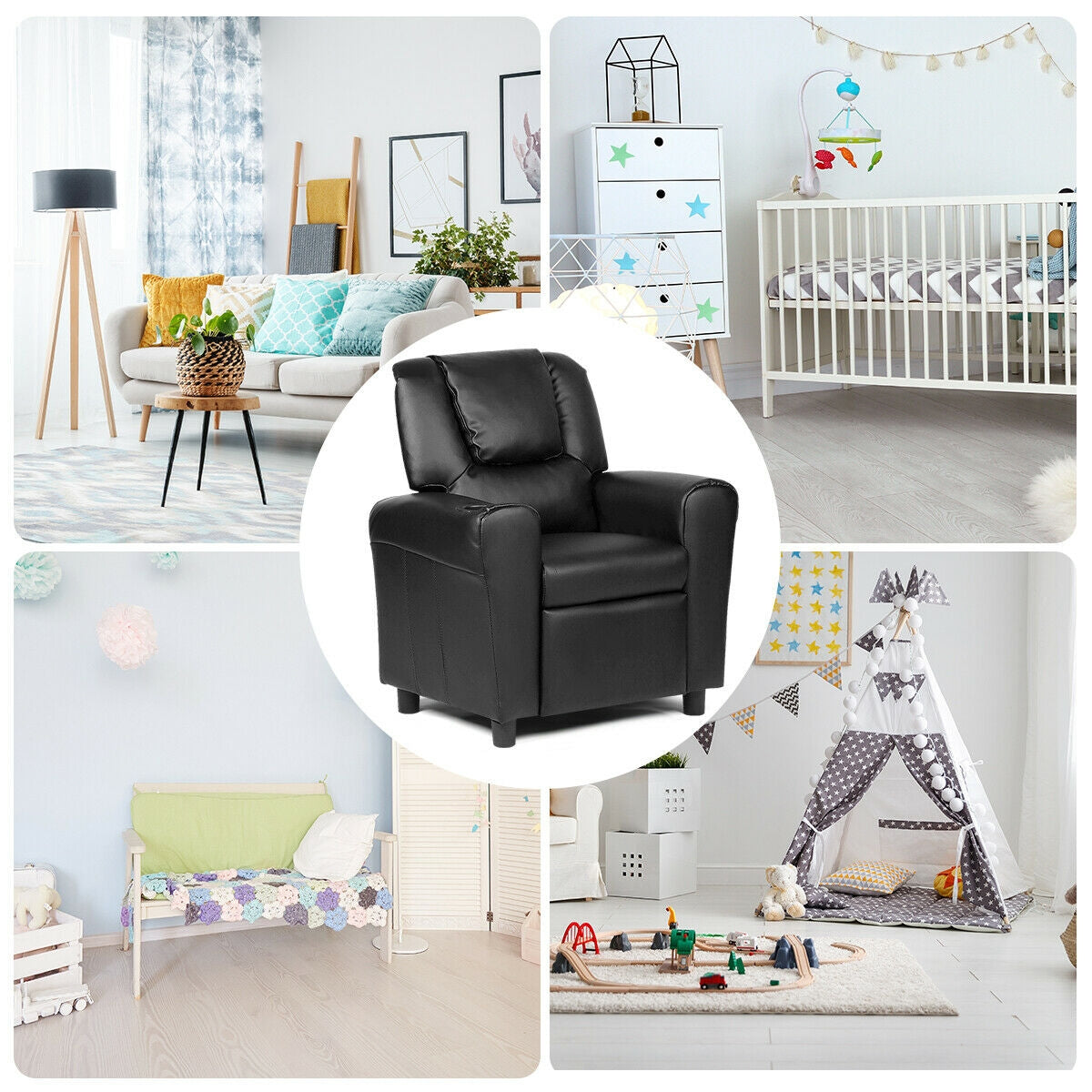 Kids Recliner Armchair Sofa-BlackÂ