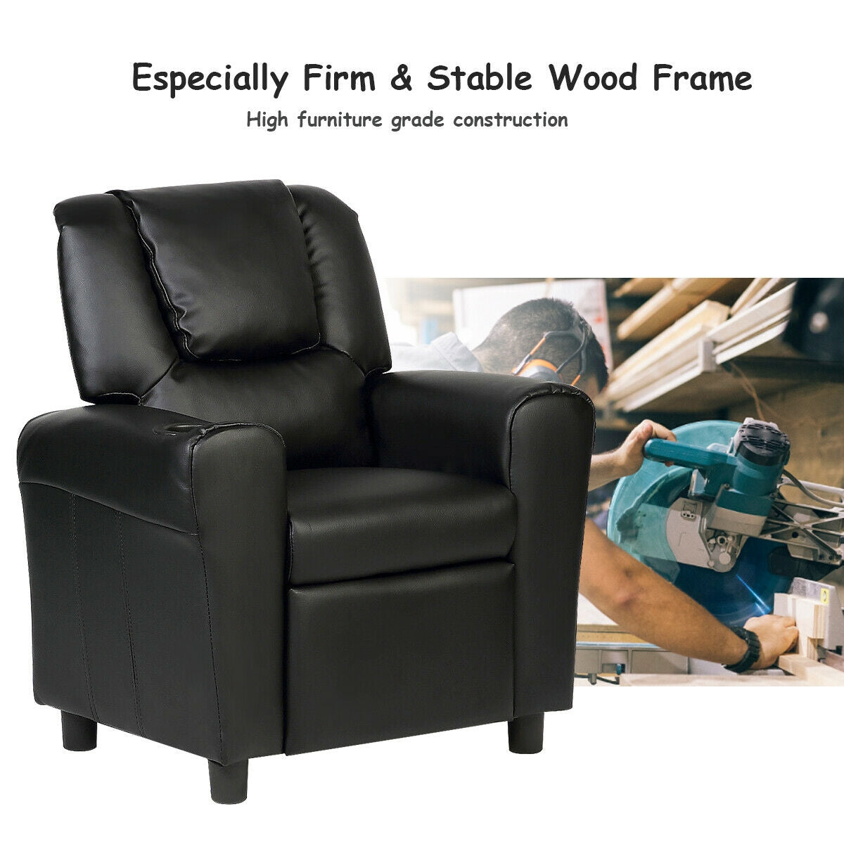 Kids Recliner Armchair Sofa-BlackÂ