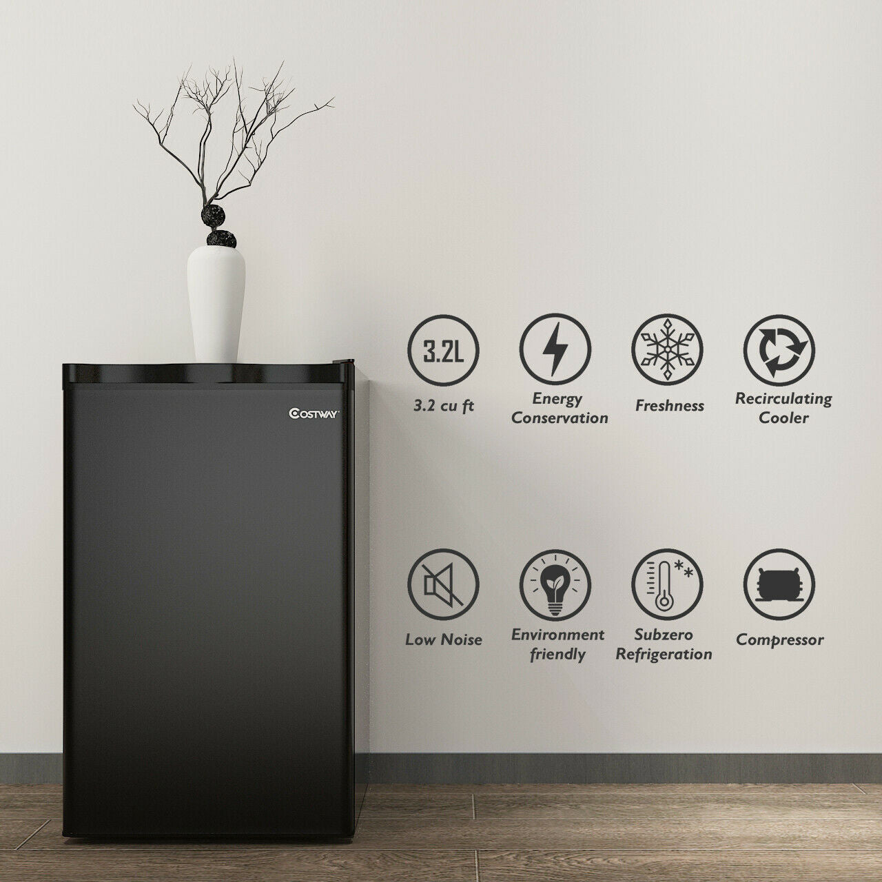 3.2 cu.ft. Mini Dorm Compact Refrigerator-BlackÂ
