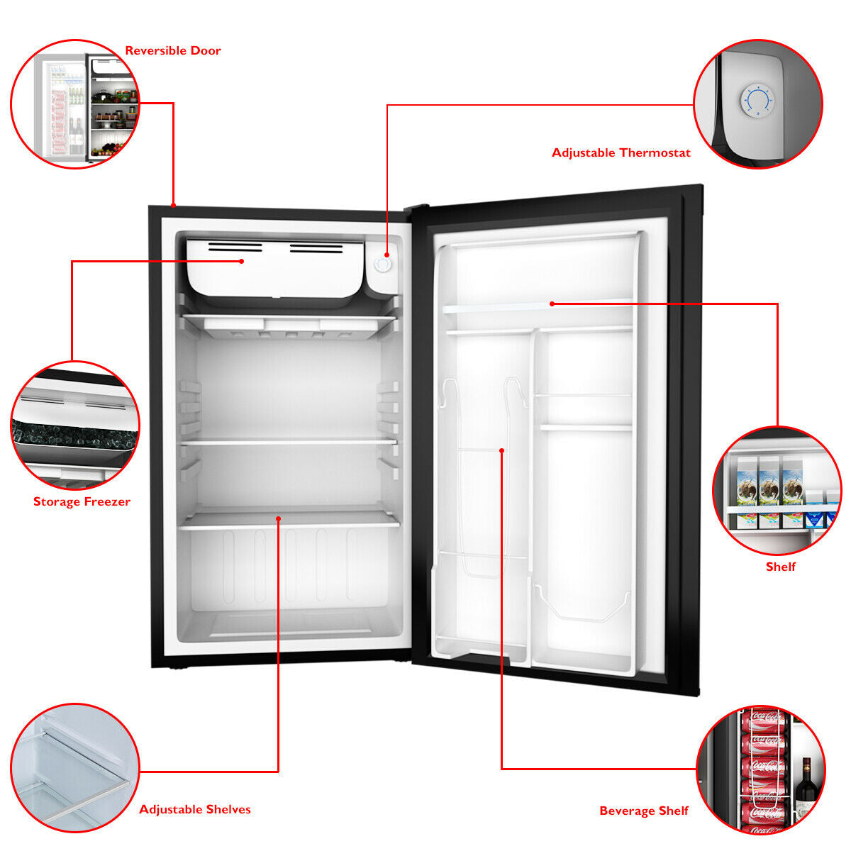 3.2 cu.ft. Mini Dorm Compact Refrigerator-BlackÂ