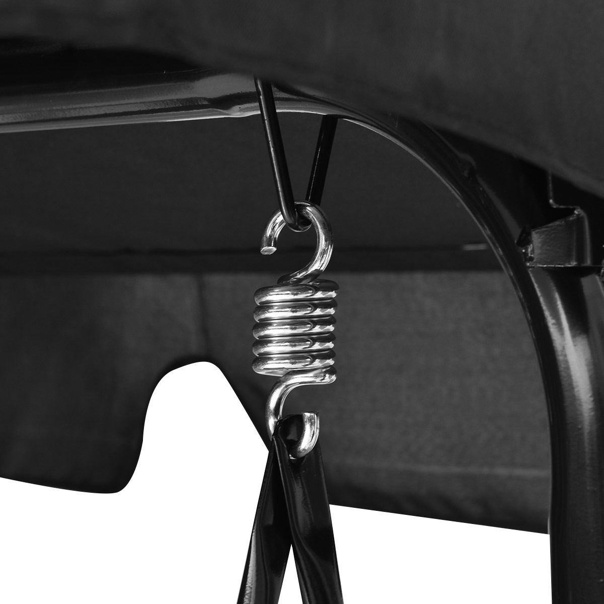 Loveseat Cushioned Patio Steel Frame Swing Glider -BlackÂ