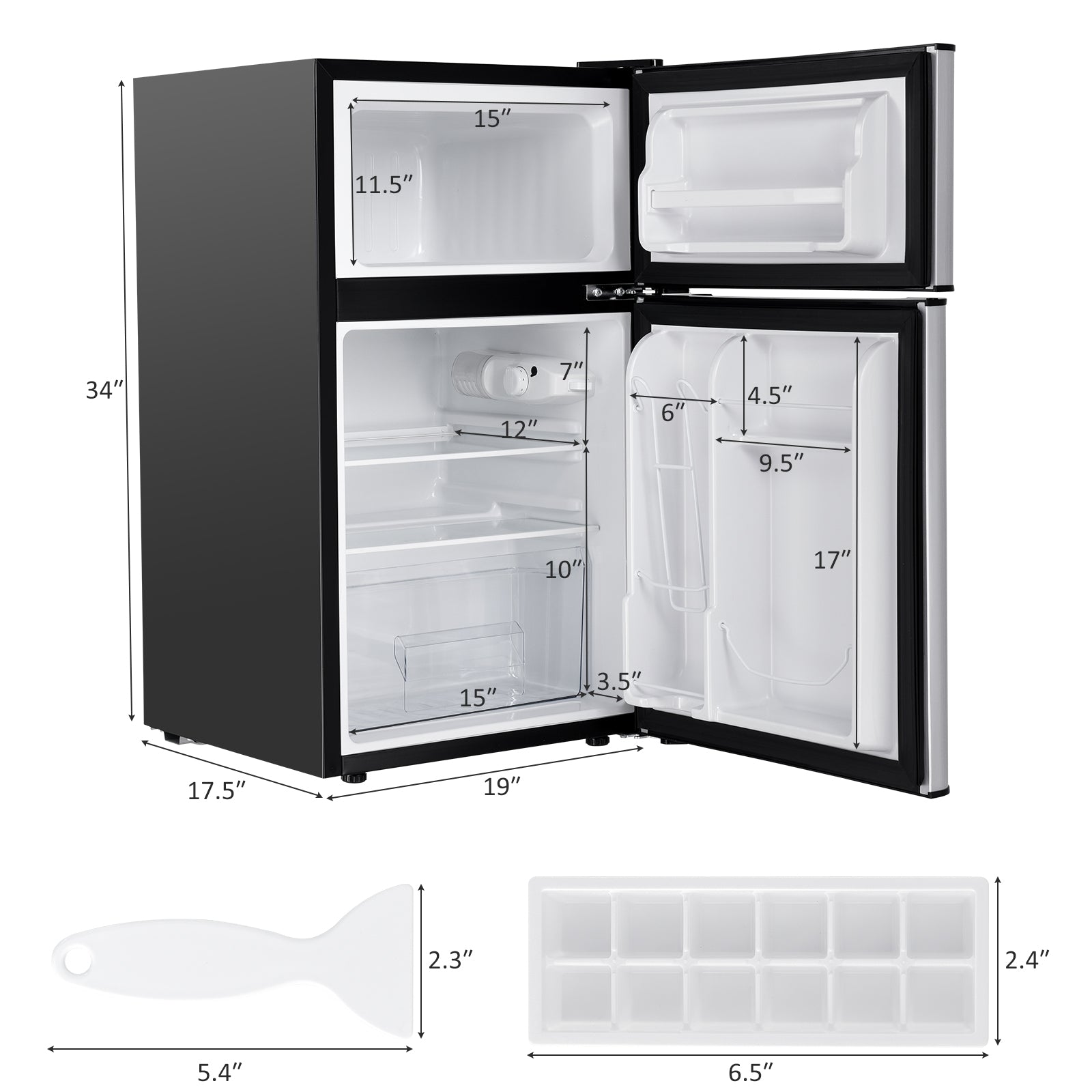 3.2 cu ft. Compact Stainless Steel Refrigerator-GrayÂ