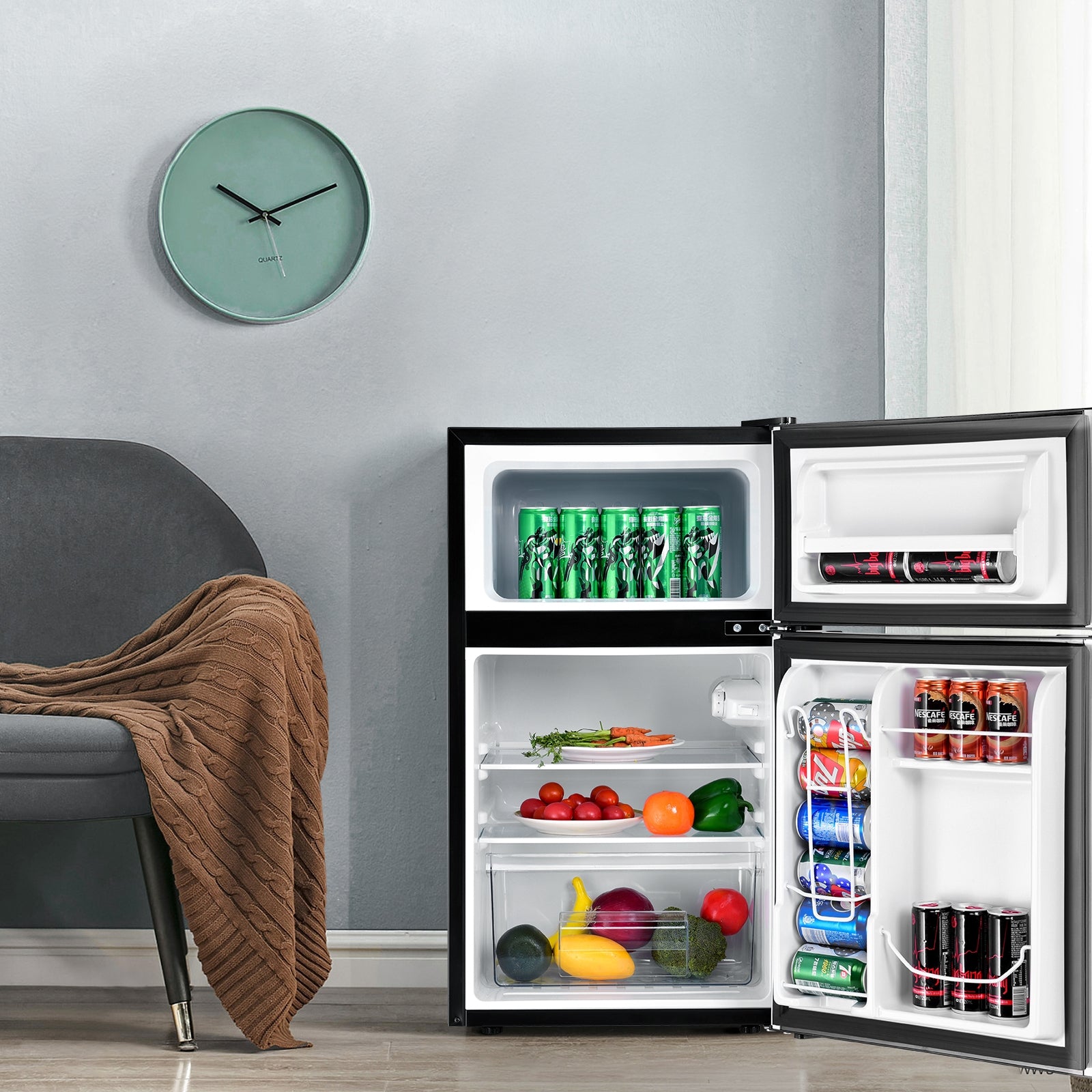 3.2 cu ft. Compact Stainless Steel Refrigerator-GrayÂ