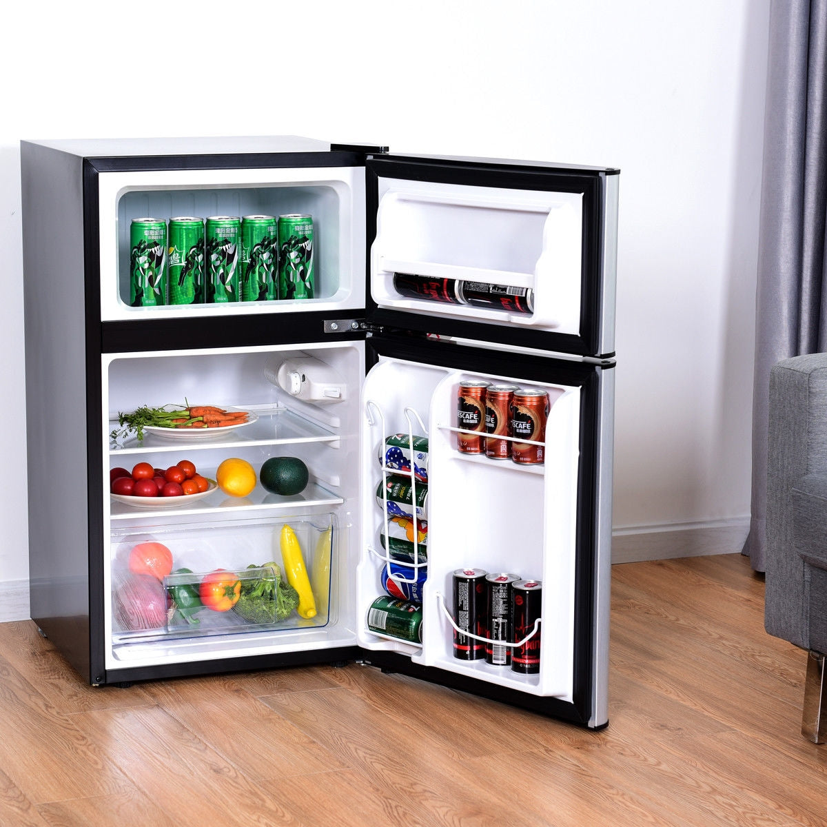 3.2 cu ft. Compact Stainless Steel Refrigerator-GrayÂ