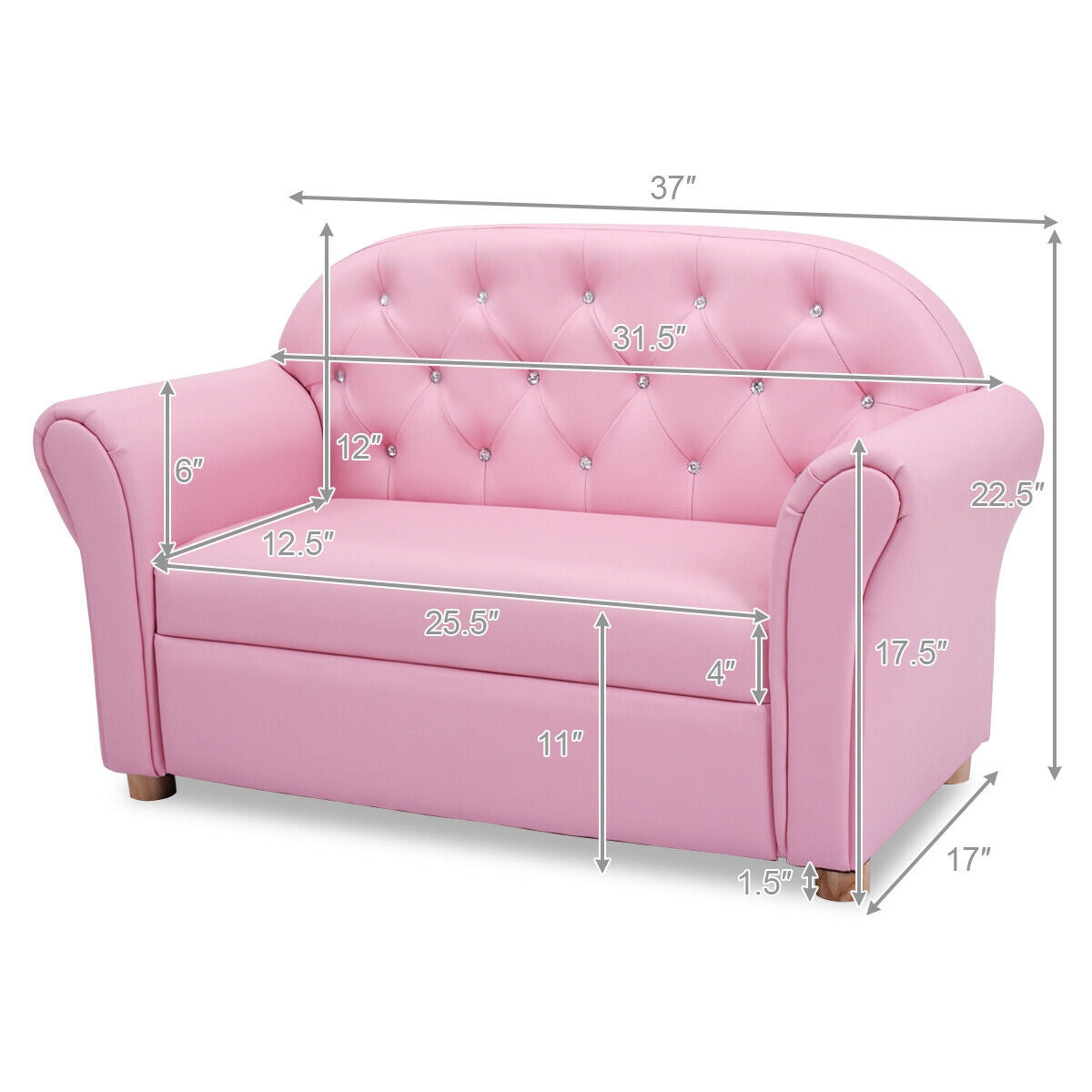 Kids Princess Armrest Chair Lounge CouchÂ