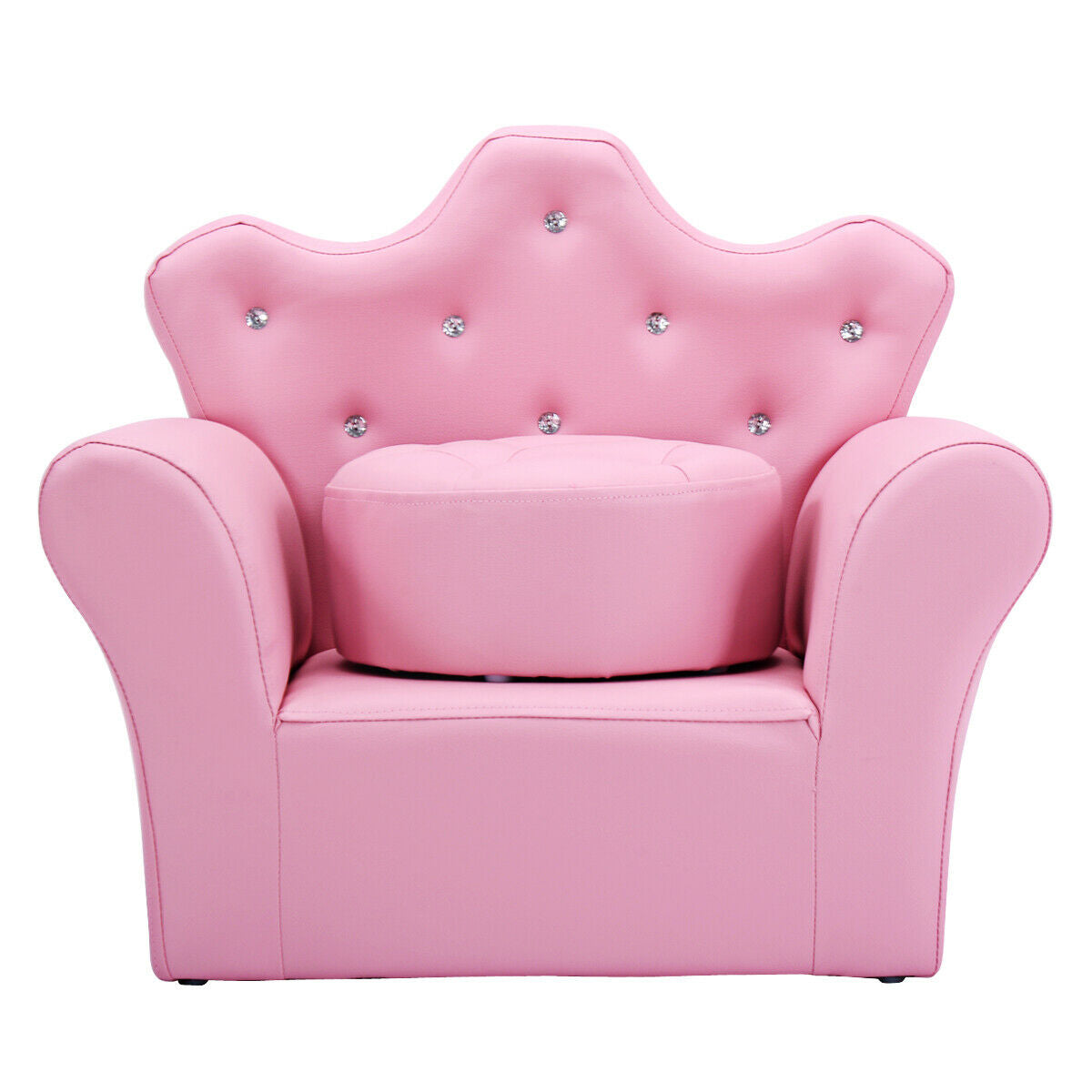 Children Upholstered Princess Sofa with Ottoman and Diamond Decoration for Boys and Girls-PinkÂ