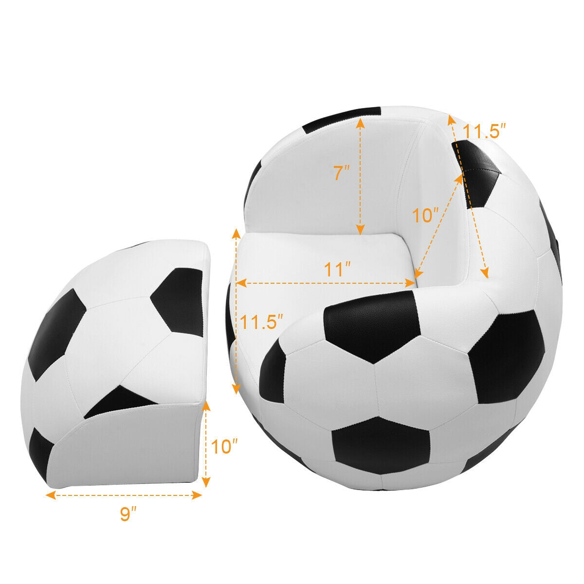 Football Shaped Kids Sofa Couch with OttomanÂ