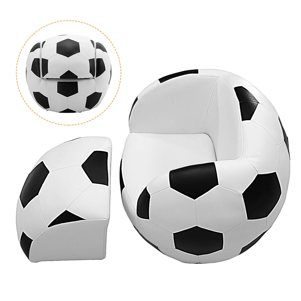 Football Shaped Kids Sofa Couch with OttomanÂ