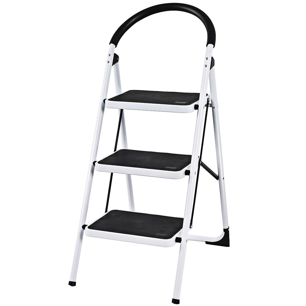 Heavy Duty Industrial Lightweight Folding Stool 3 Step LadderÂ